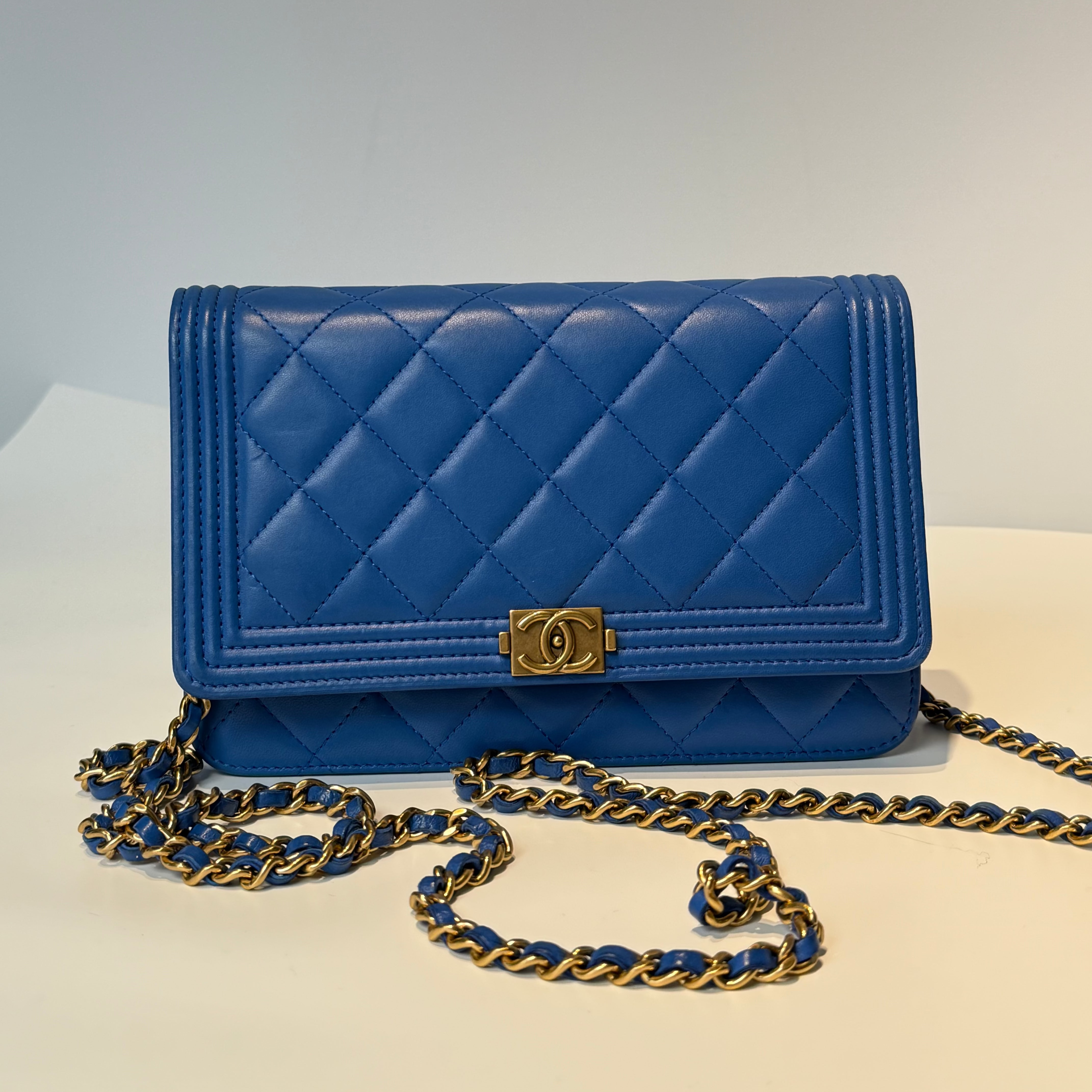 Chanel Lambskin Wallet On Chain Boy Blue - Queen May