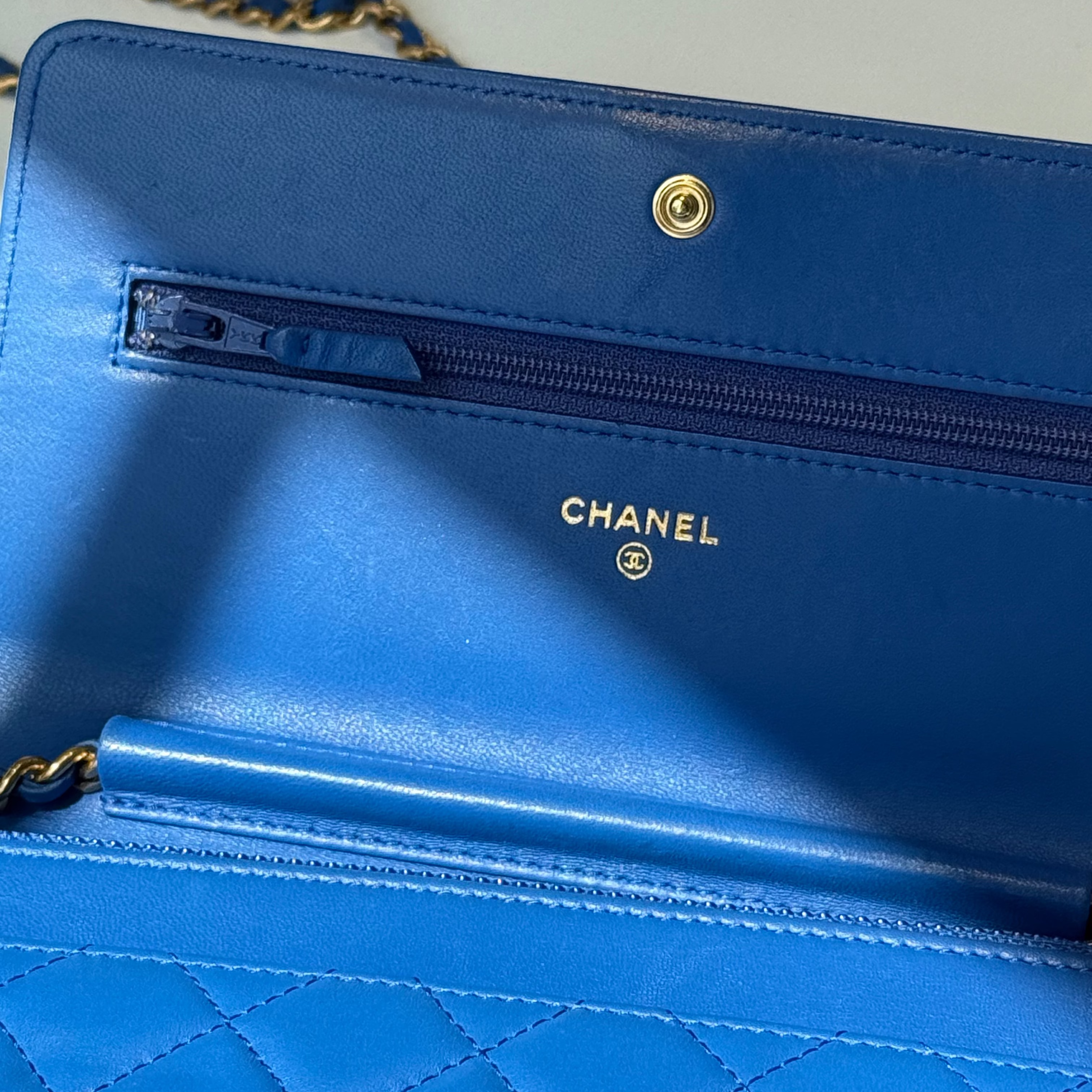 Chanel Lambskin Wallet On Chain Boy Blue - Queen May