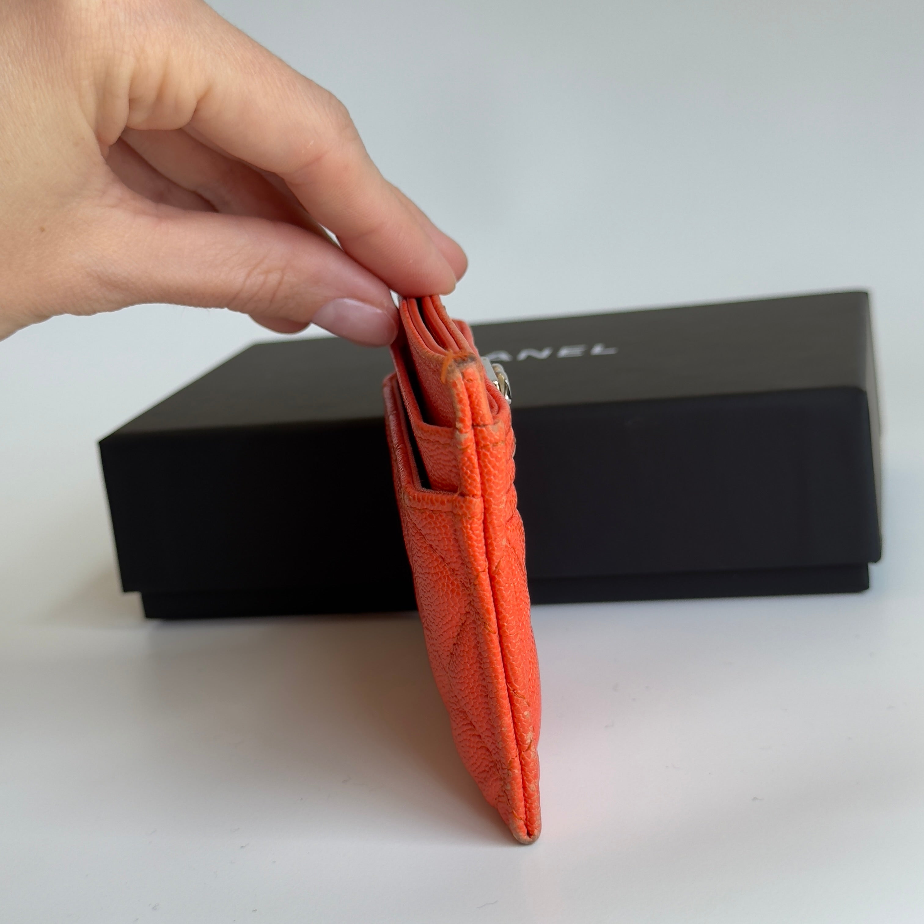 Chanel Orange Boy Caviar Card Holder - Queen May