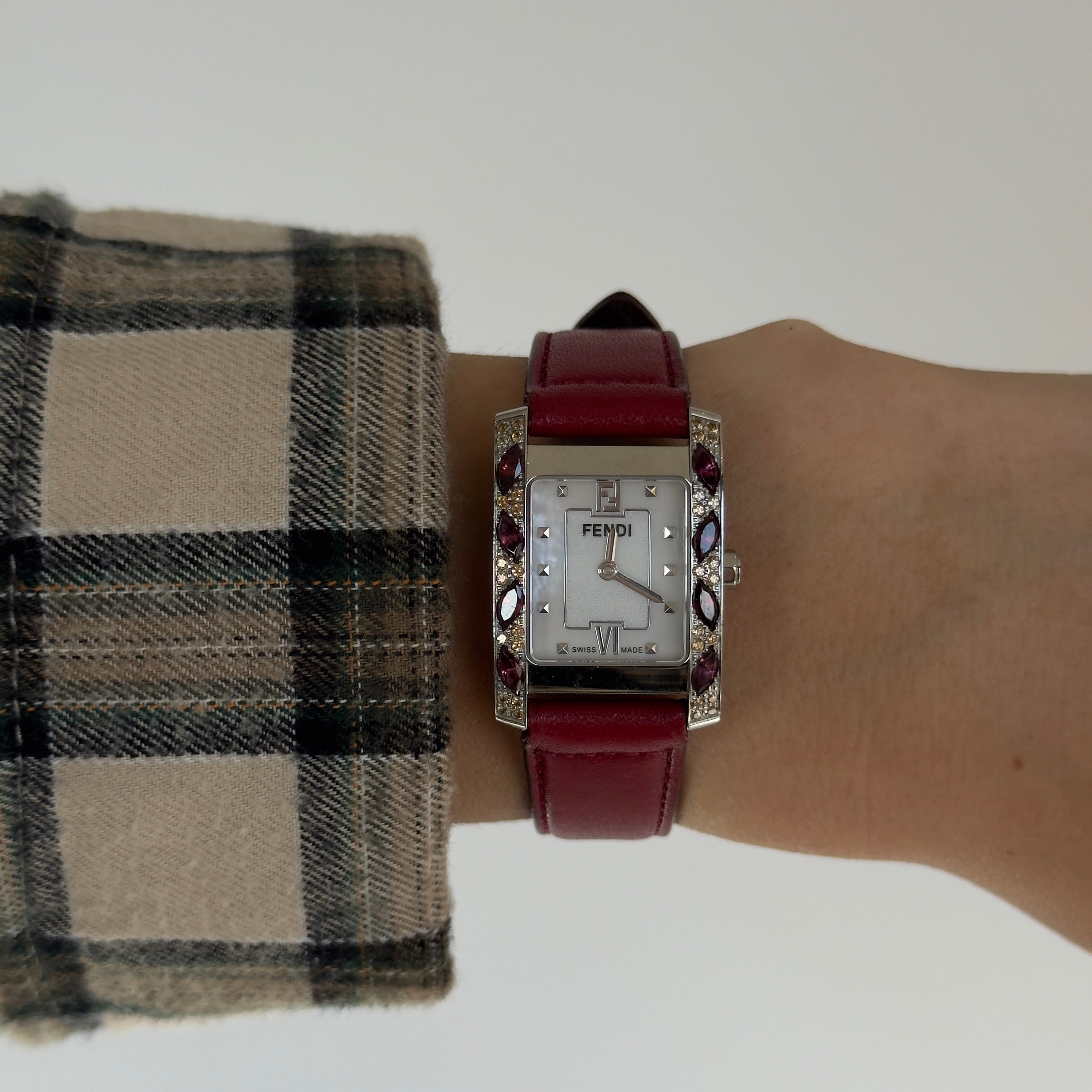 Fendi Classico 7000L Mother of Pearl Dial Crystal Case Watch - Queen May