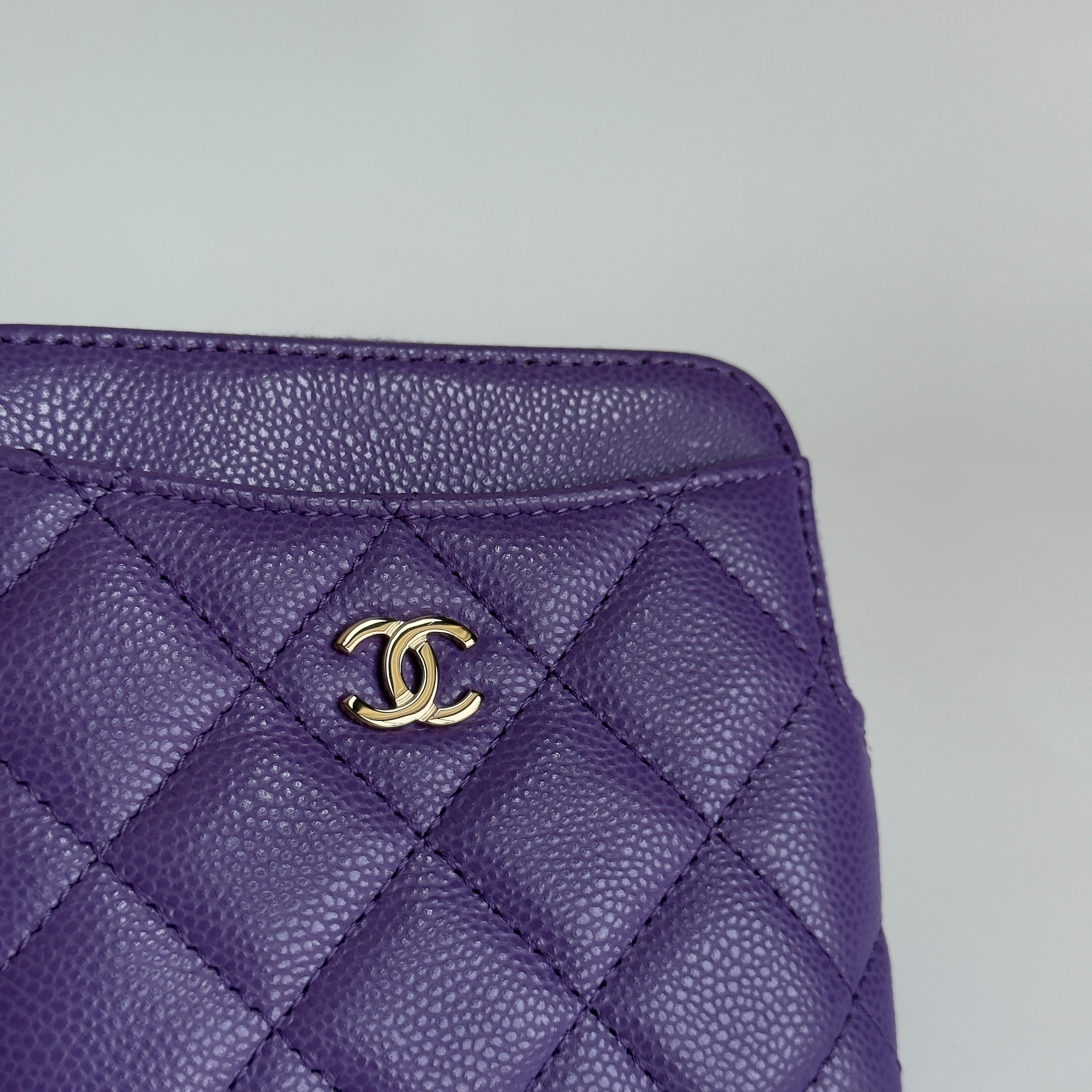 Chanel Classic Zipped Purple Coin Purse - Queen May