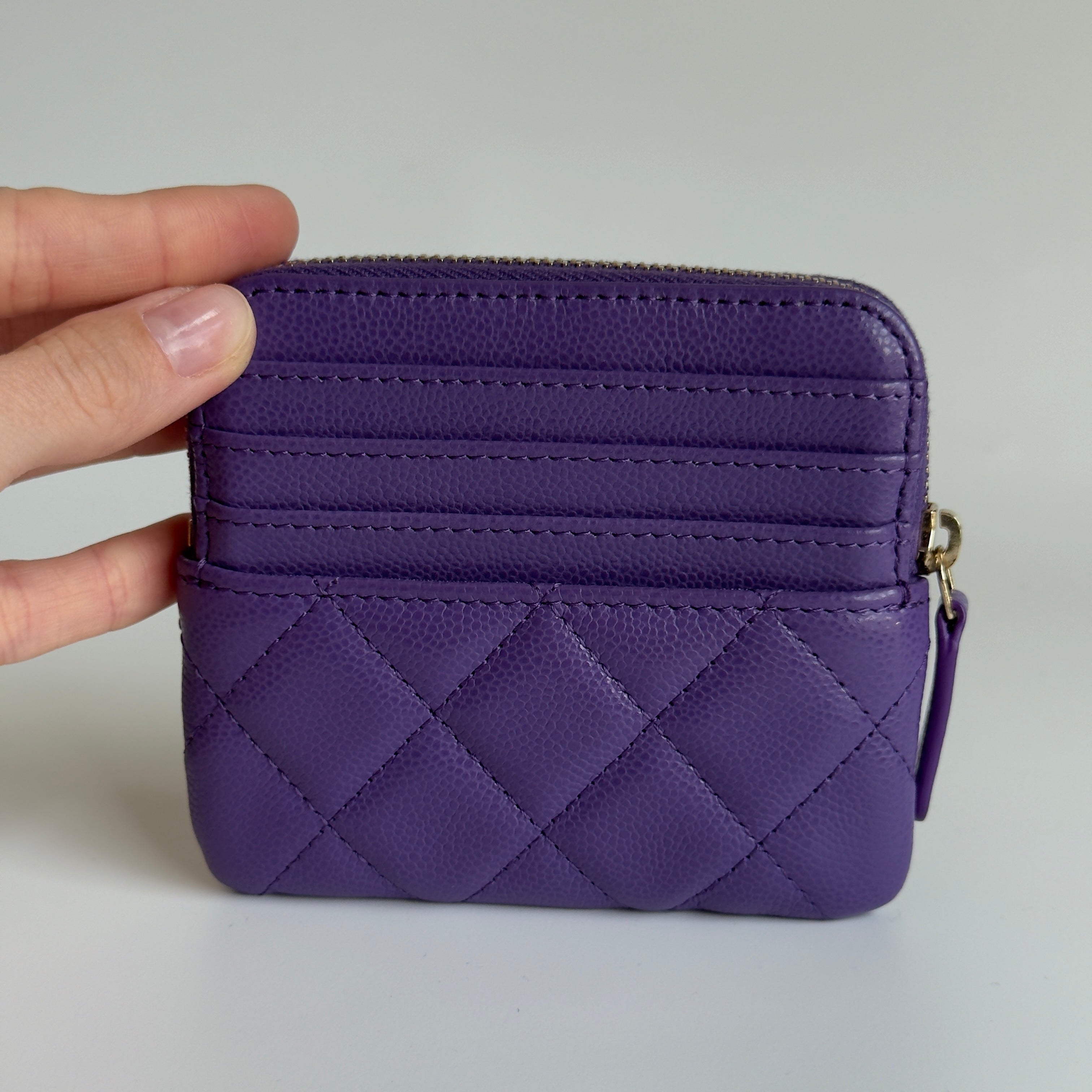 Chanel Classic Zipped Purple Coin Purse - Queen May