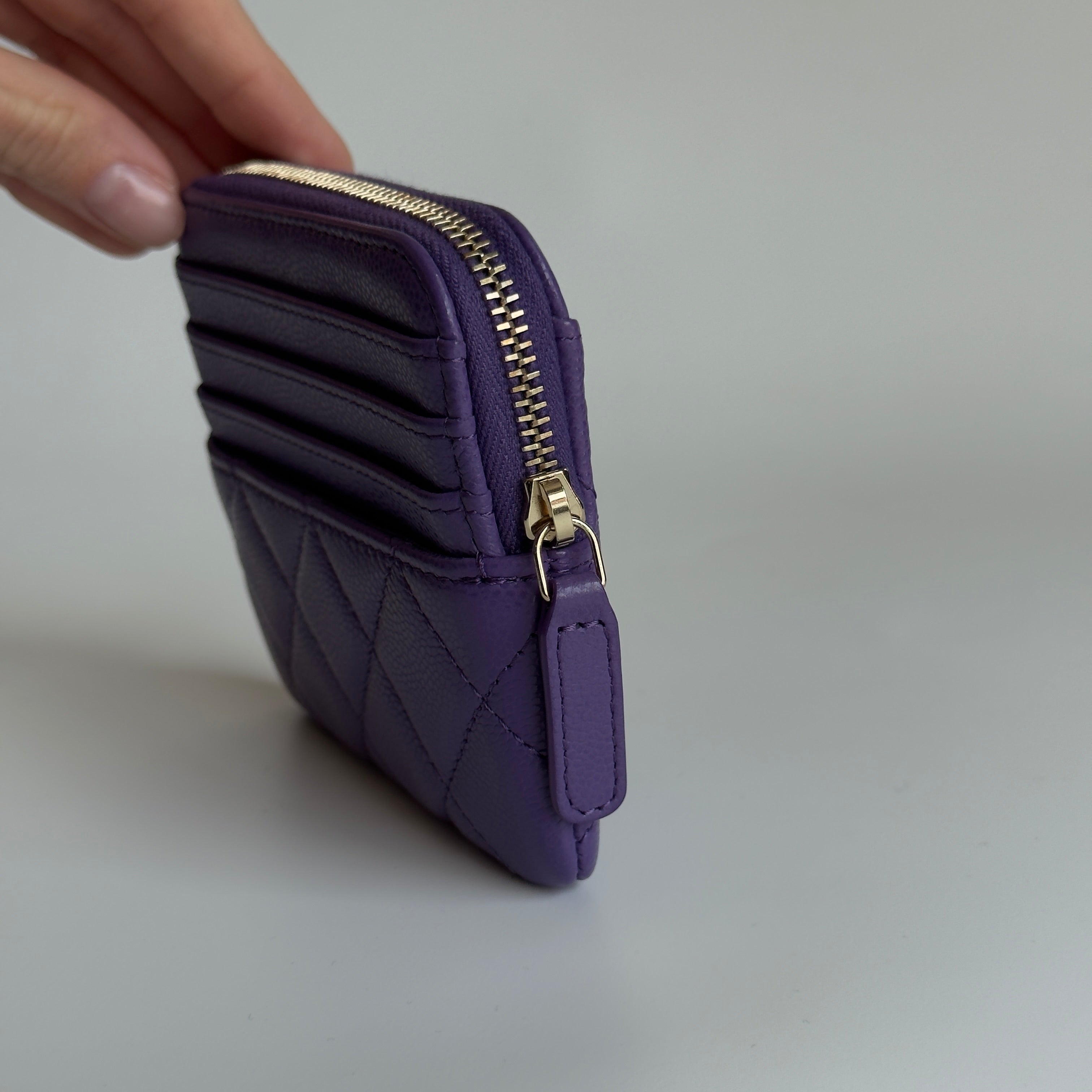 Chanel Classic Zipped Purple Coin Purse - Queen May