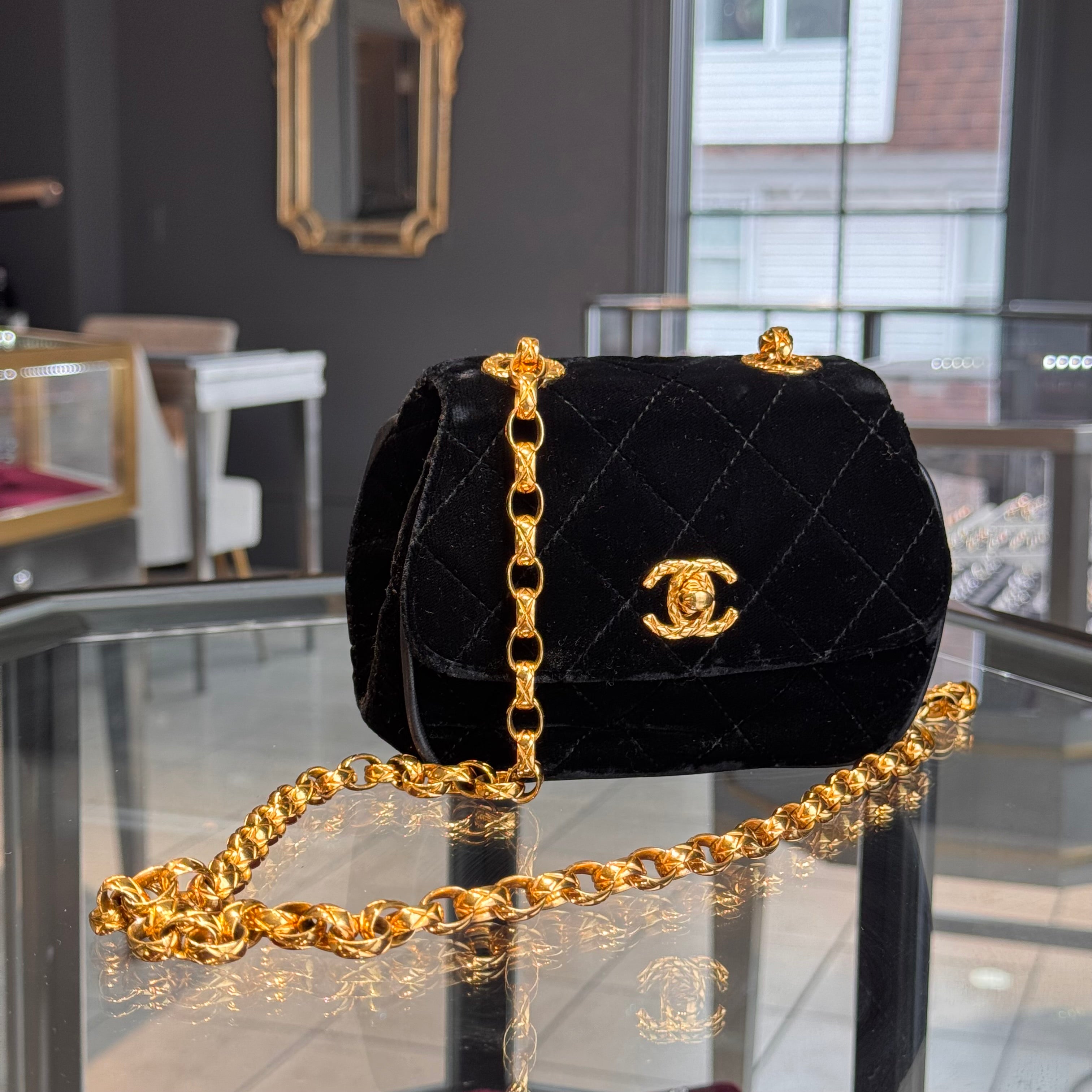 Chanel Quilted CC Velvet Bijoux Chain Crossbody - Queen May