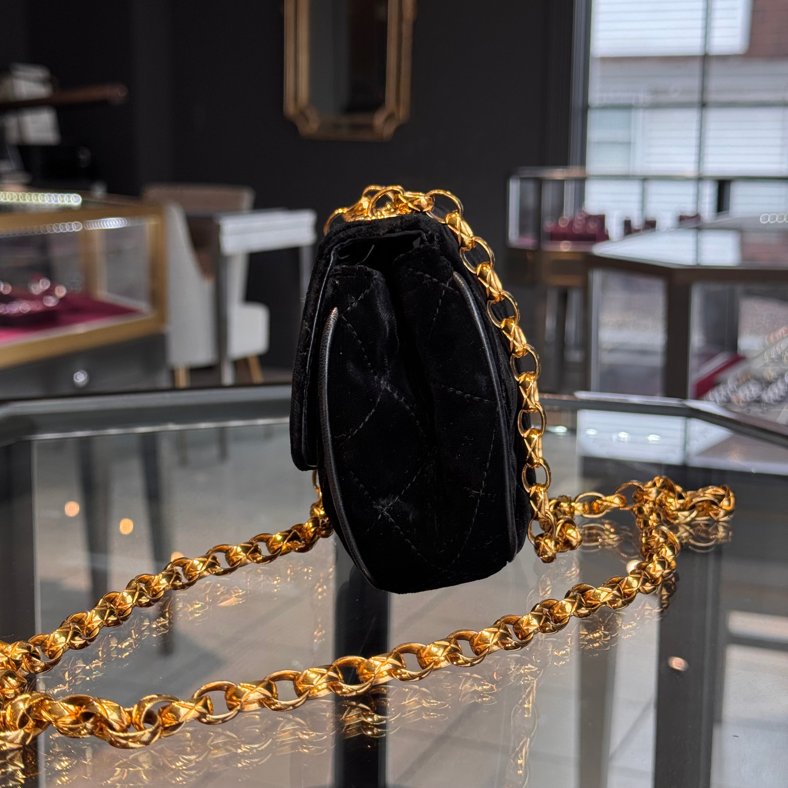 Chanel Quilted CC Velvet Bijoux Chain Crossbody - Queen May