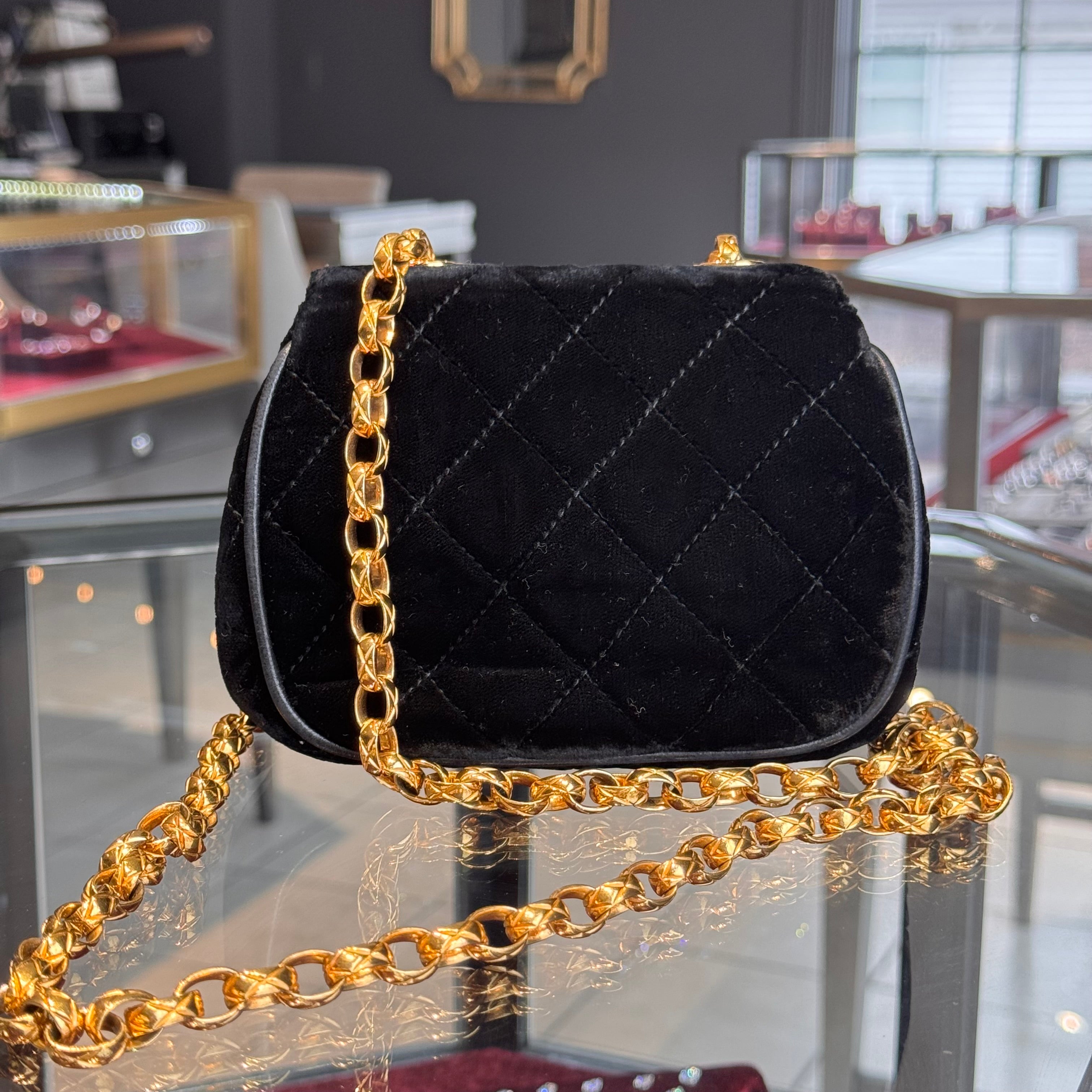 Chanel Quilted CC Velvet Bijoux Chain Crossbody - Queen May