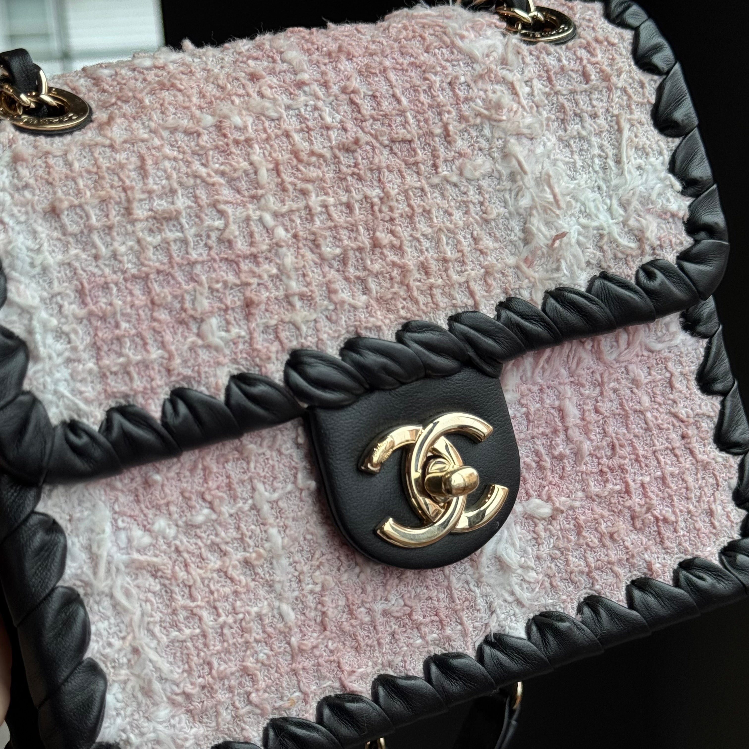 Chanel My Own Frame Flap Bag Quilted Tweed With Braided Calfskin - Queen May