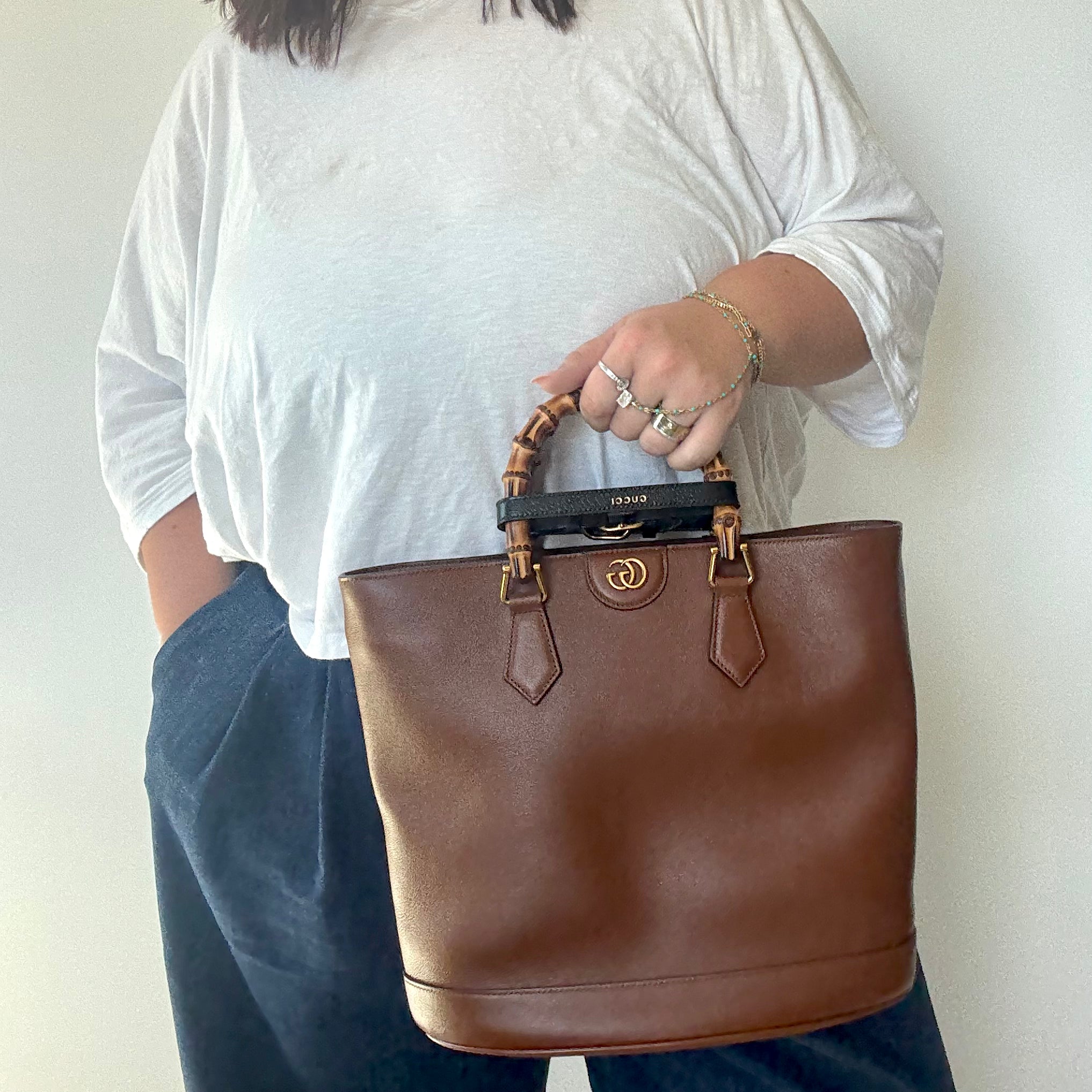 Gucci Diana Medium Leather Tote Brown - Queen May