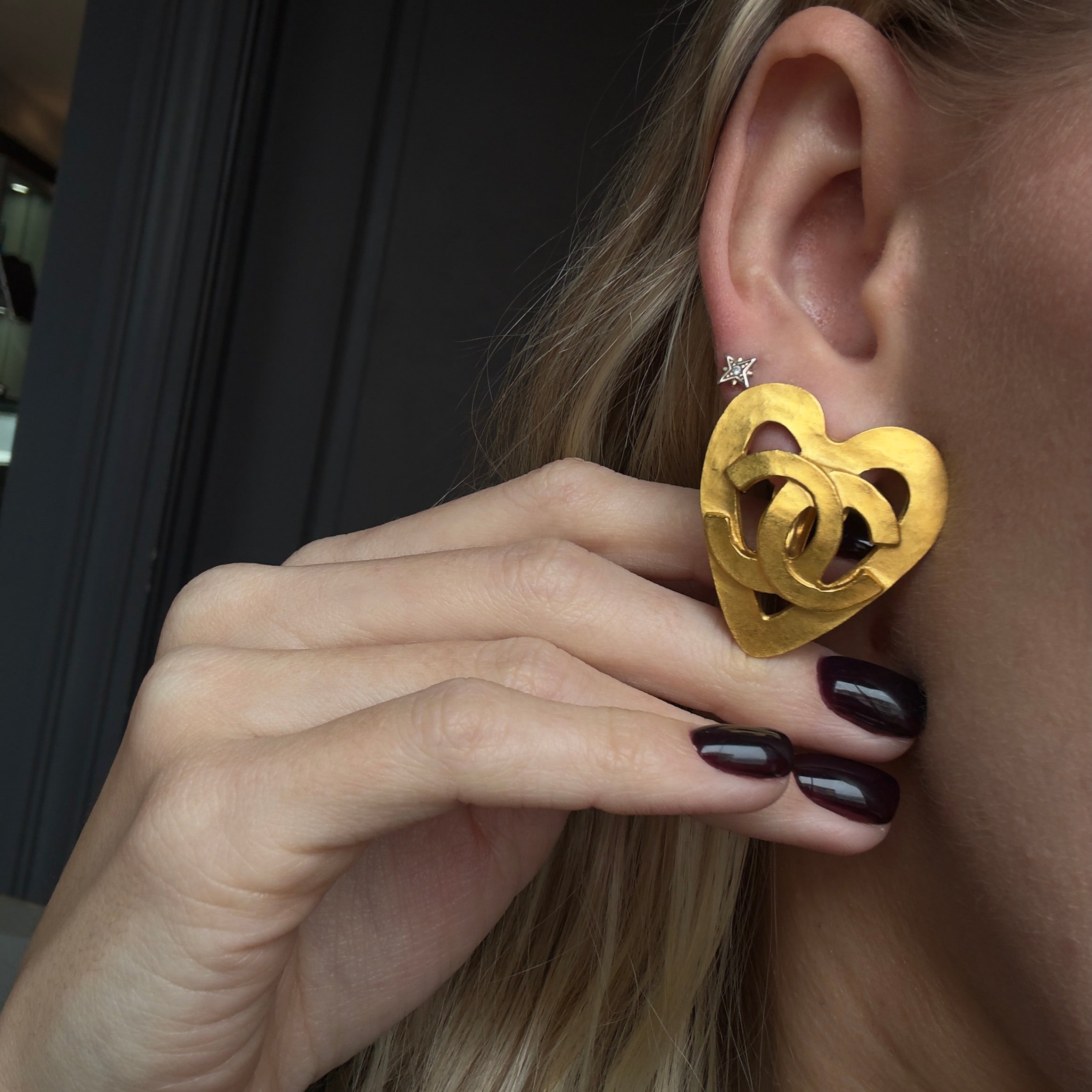 Vintage Chanel Statement Cutout Heart Clip On Earrings Barbie Collection Spring 1995 - Queen May