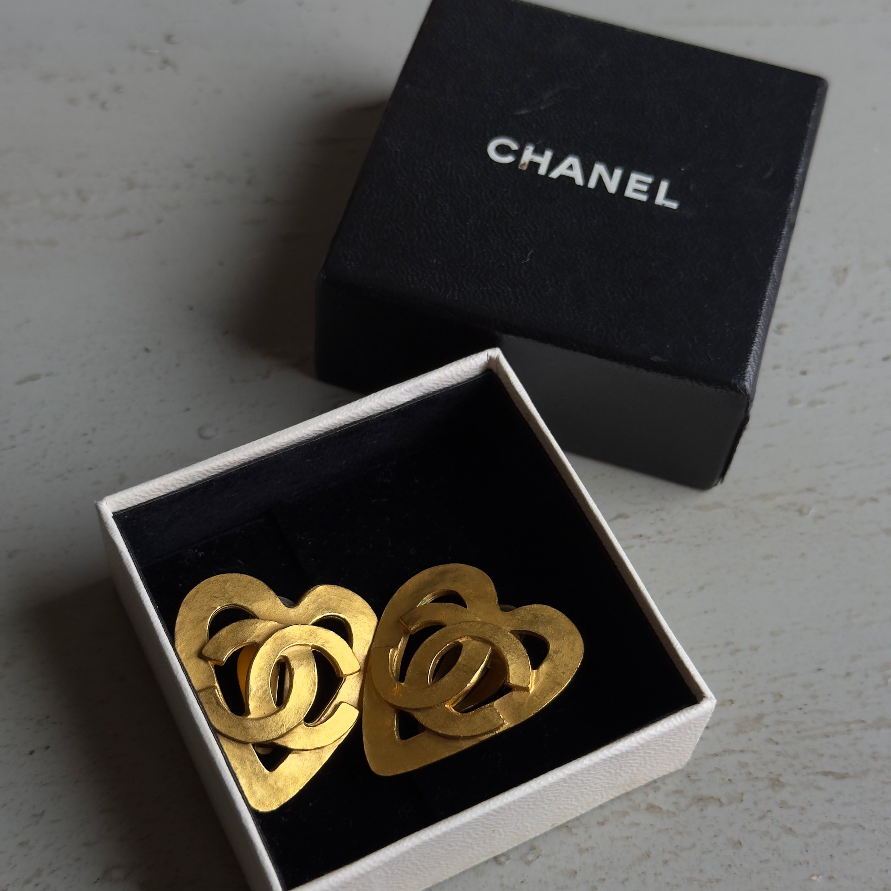 Vintage Chanel Statement Cutout Heart Clip On Earrings Barbie Collection Spring 1995 - Queen May