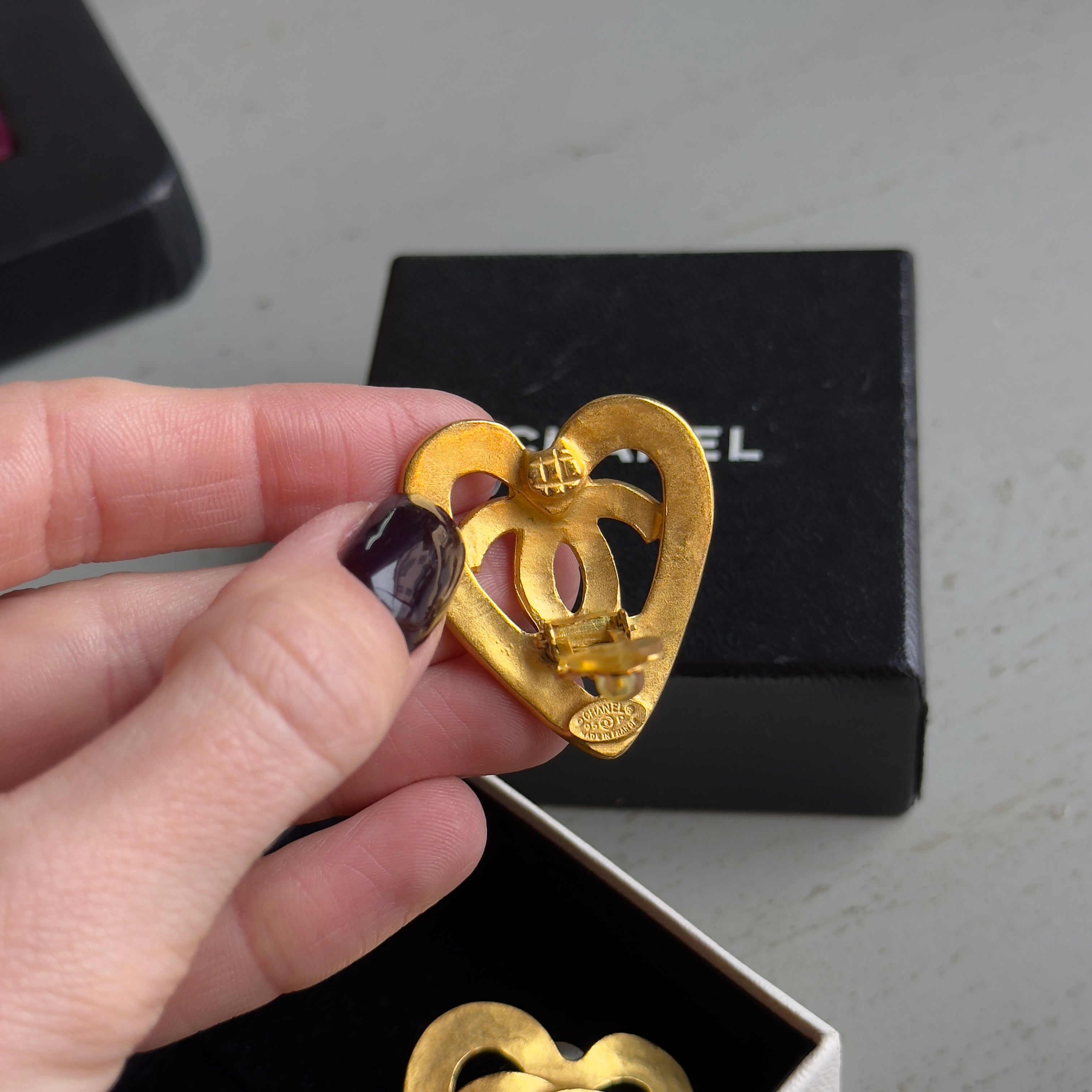Vintage Chanel Statement Cutout Heart Clip On Earrings Barbie Collection Spring 1995 - Queen May