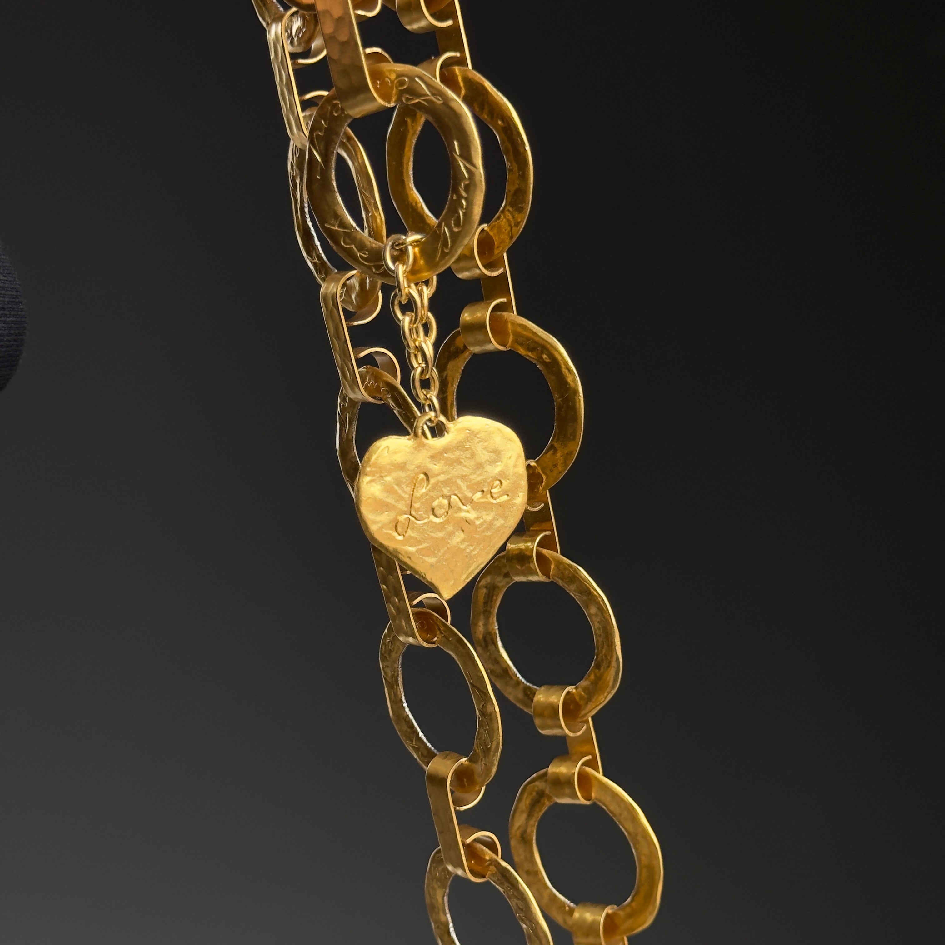 Rare Vintage Saint Laurent Early 90s Hammered Love Belt By Robert Goossens - Queen May