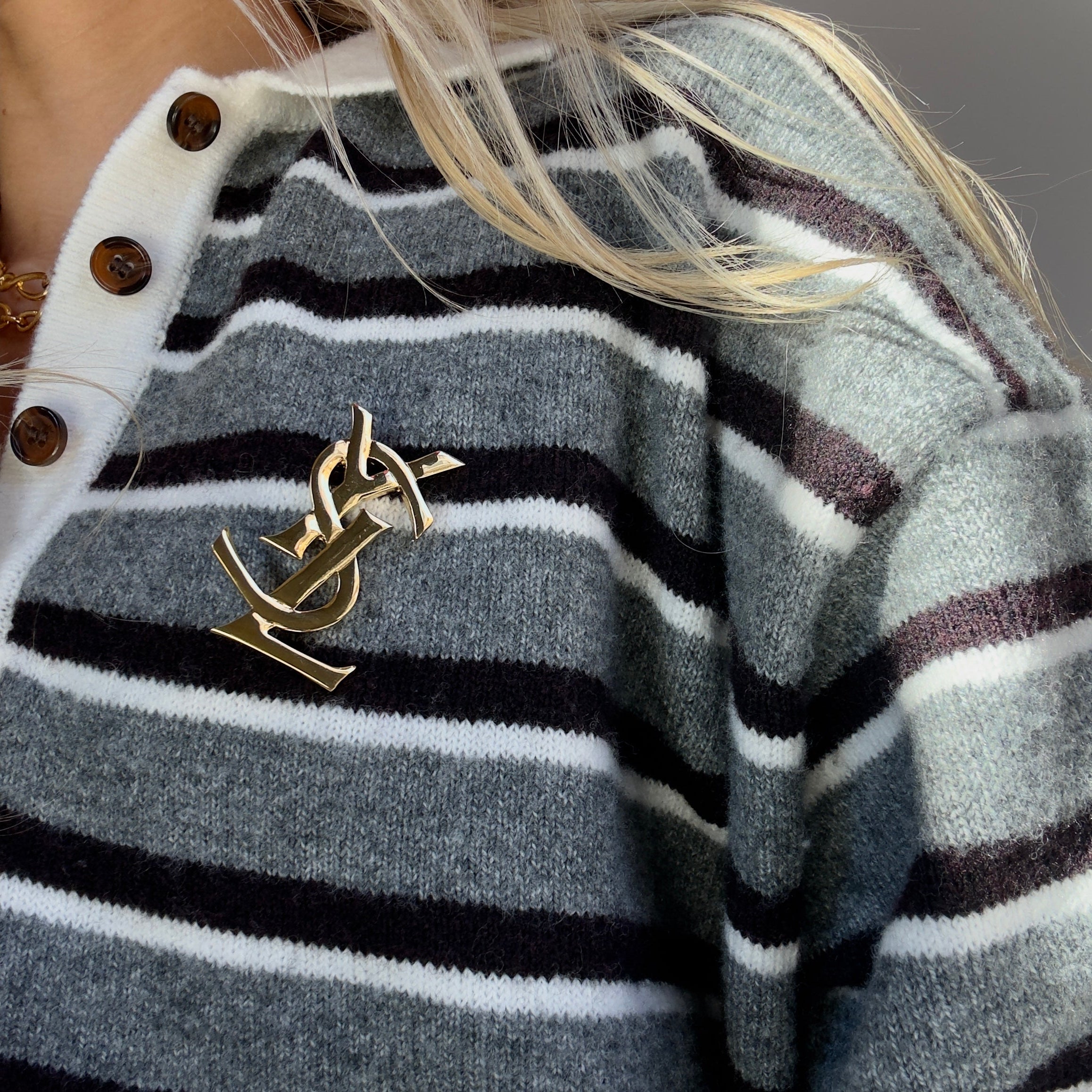 Saint Laurent YSL Smooth Brooch