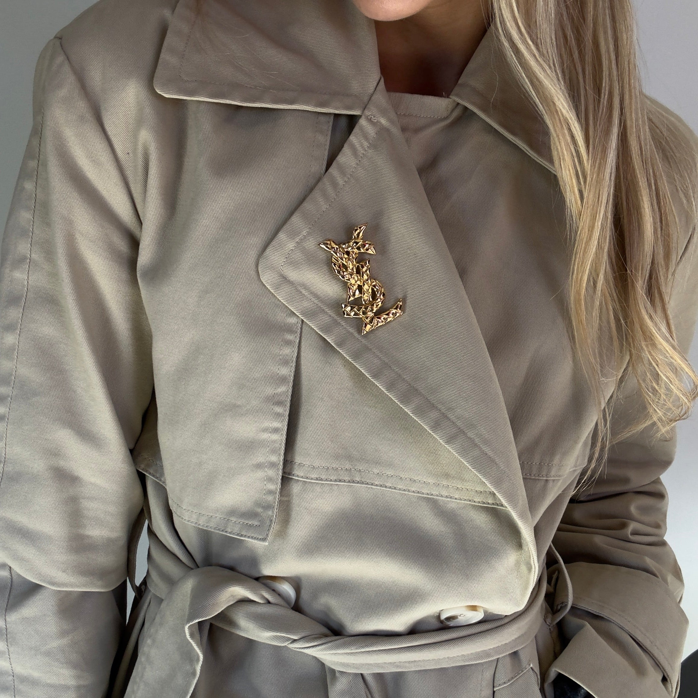 Saint Laurent YSL Woven Brooch