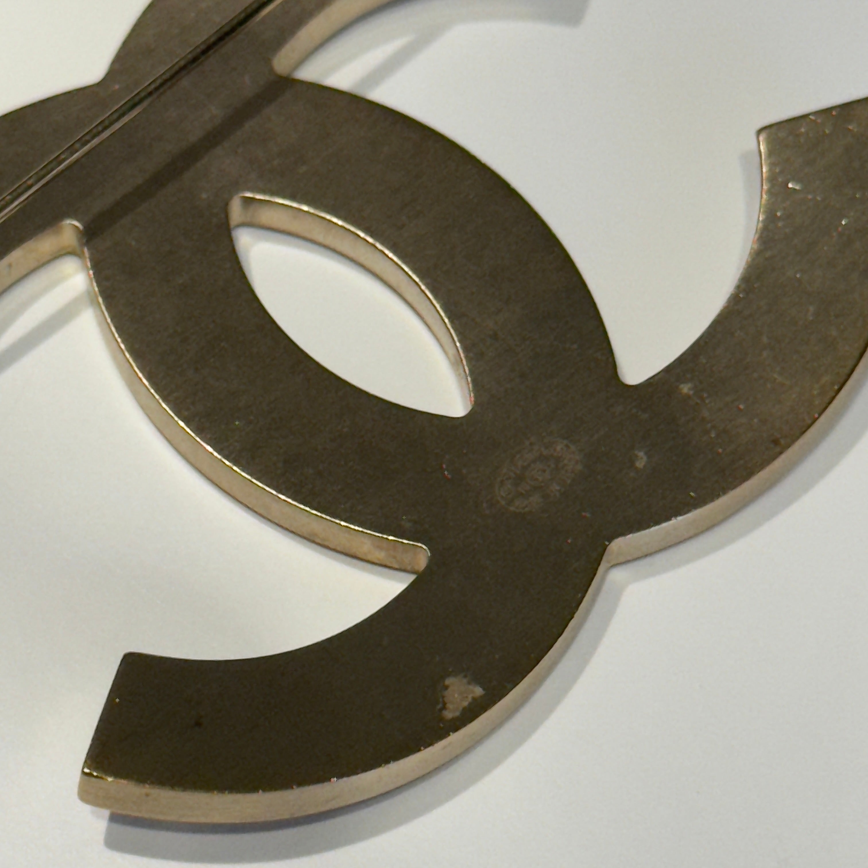 Rare Chanel Brushed Baguette Crystal XL Brooch