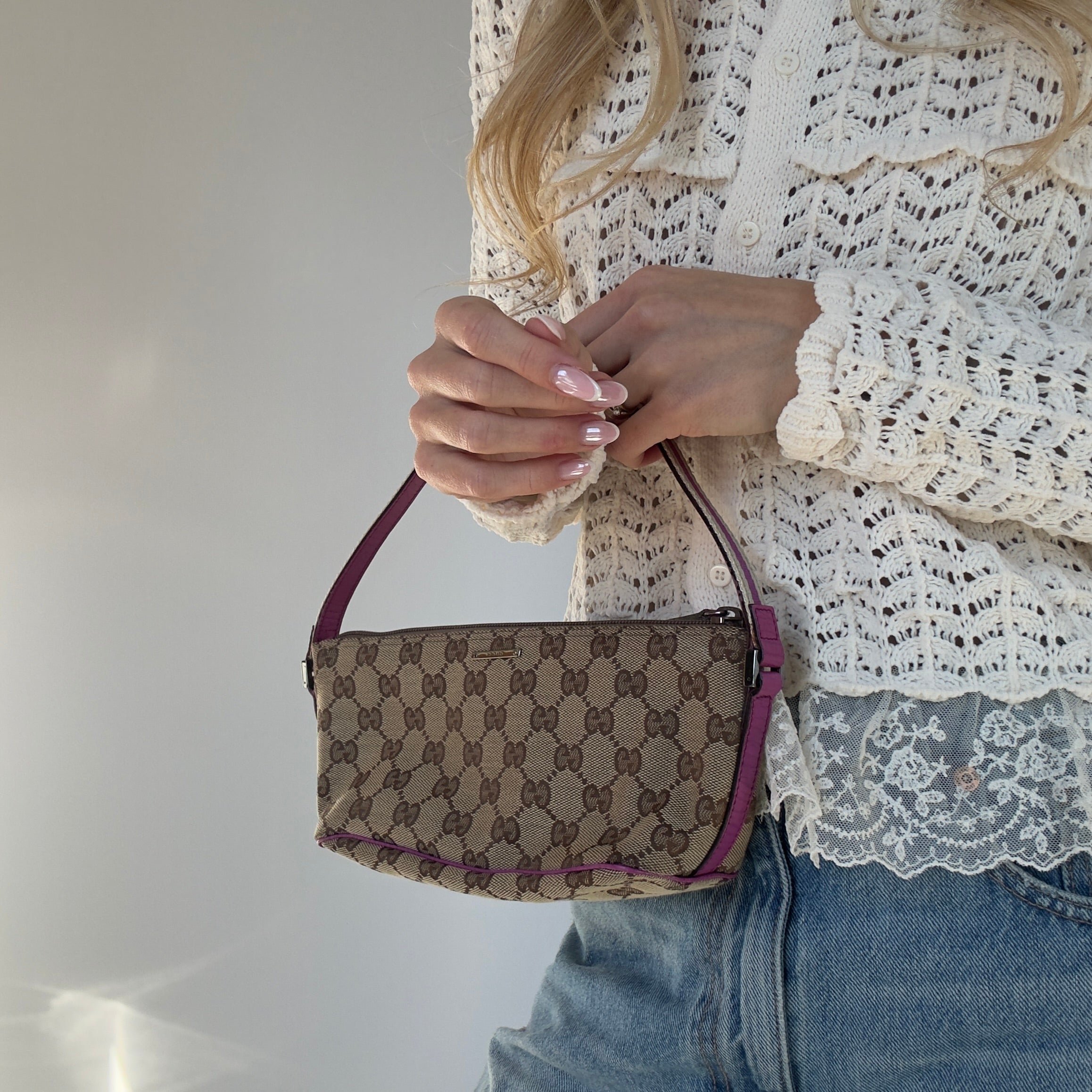 Gucci Boat Pochette Canvas Pink