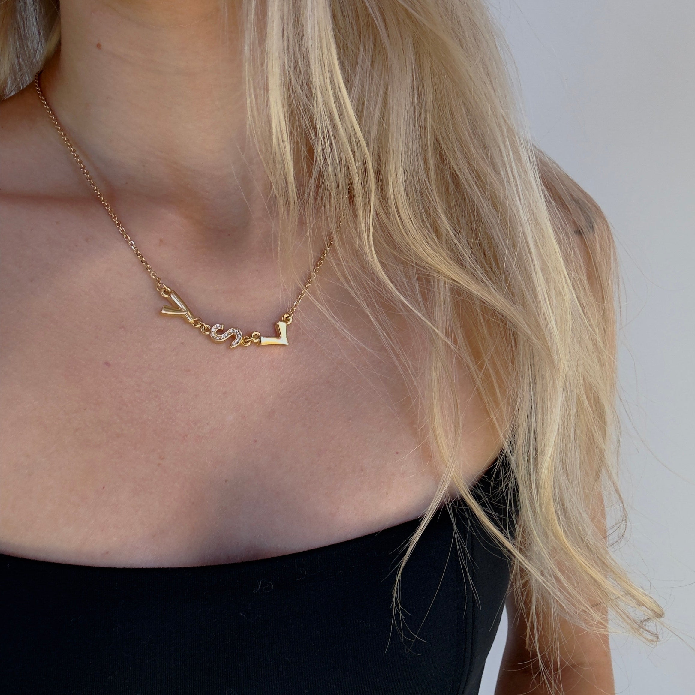 Saint Laurent YSL Logo Pendant Necklace