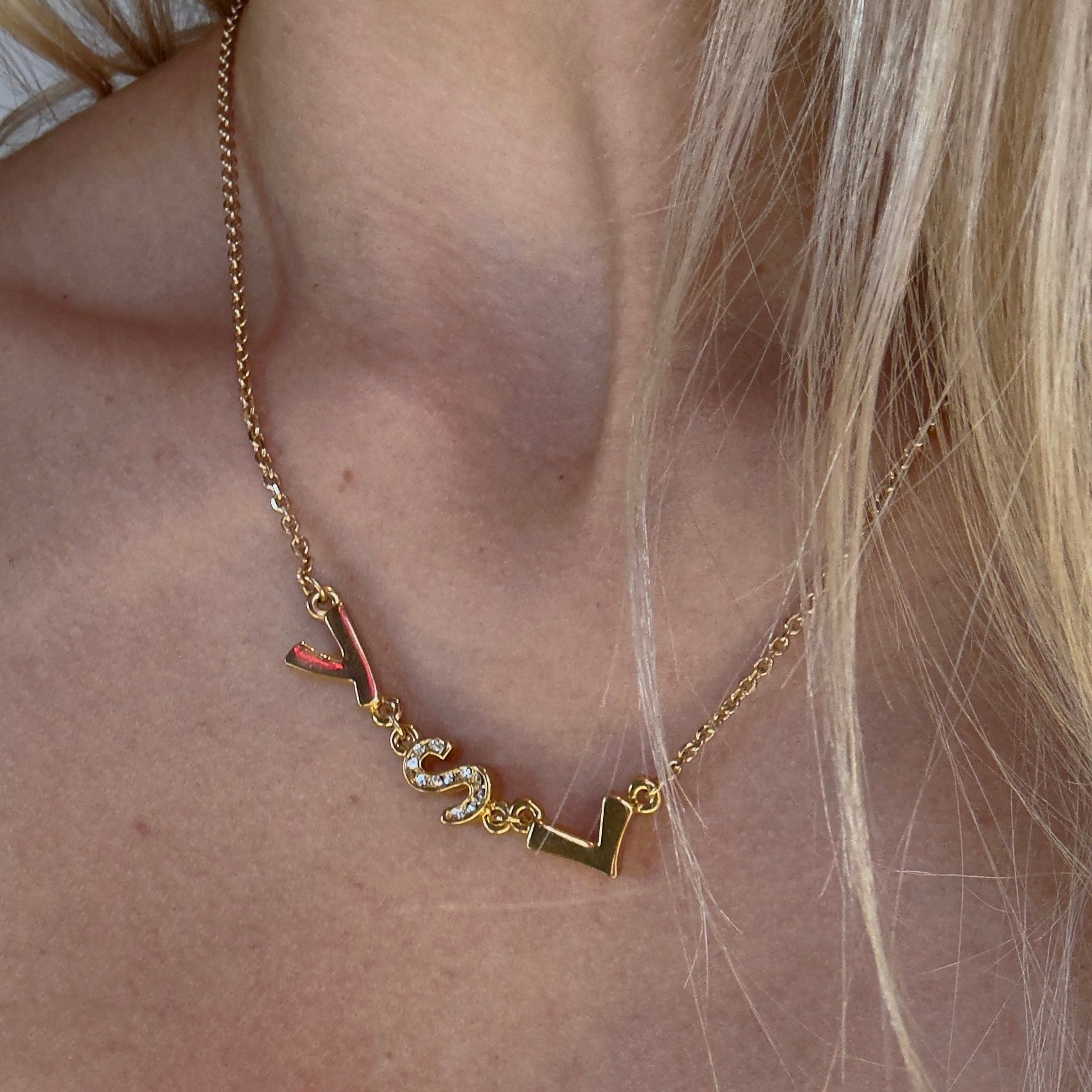 Saint Laurent YSL Logo Pendant Necklace