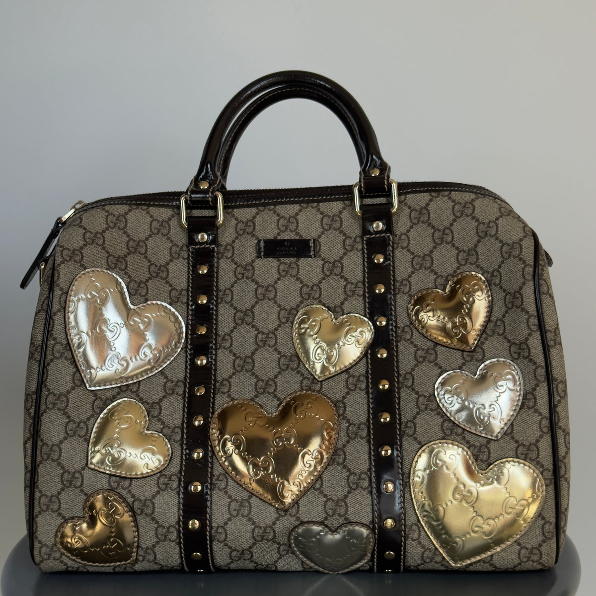 Gucci GG Supreme Hearts Medium Joy Boston Bag - Queen May