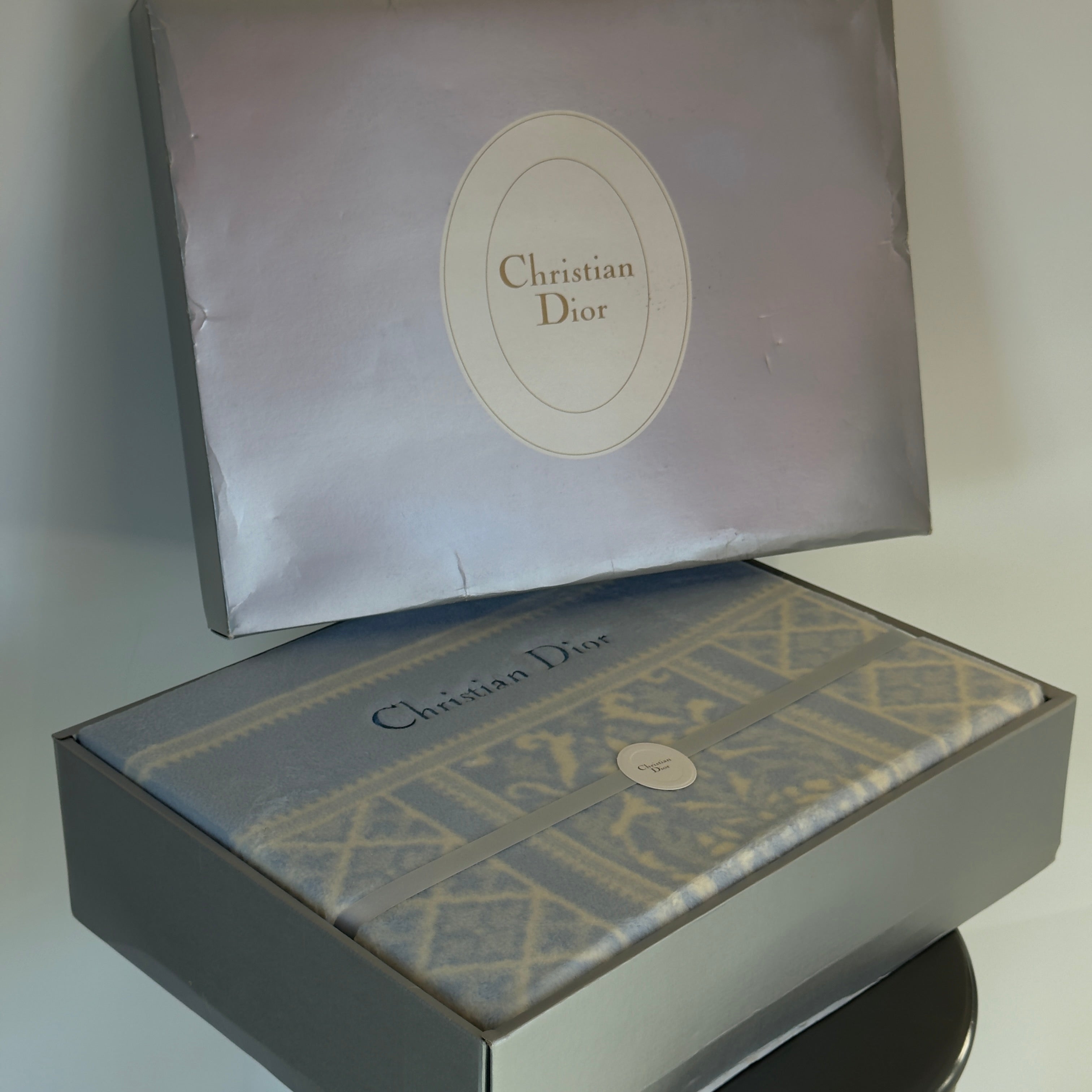 Christian Dior Blanket Blue Vintage Deadstock - Queen May