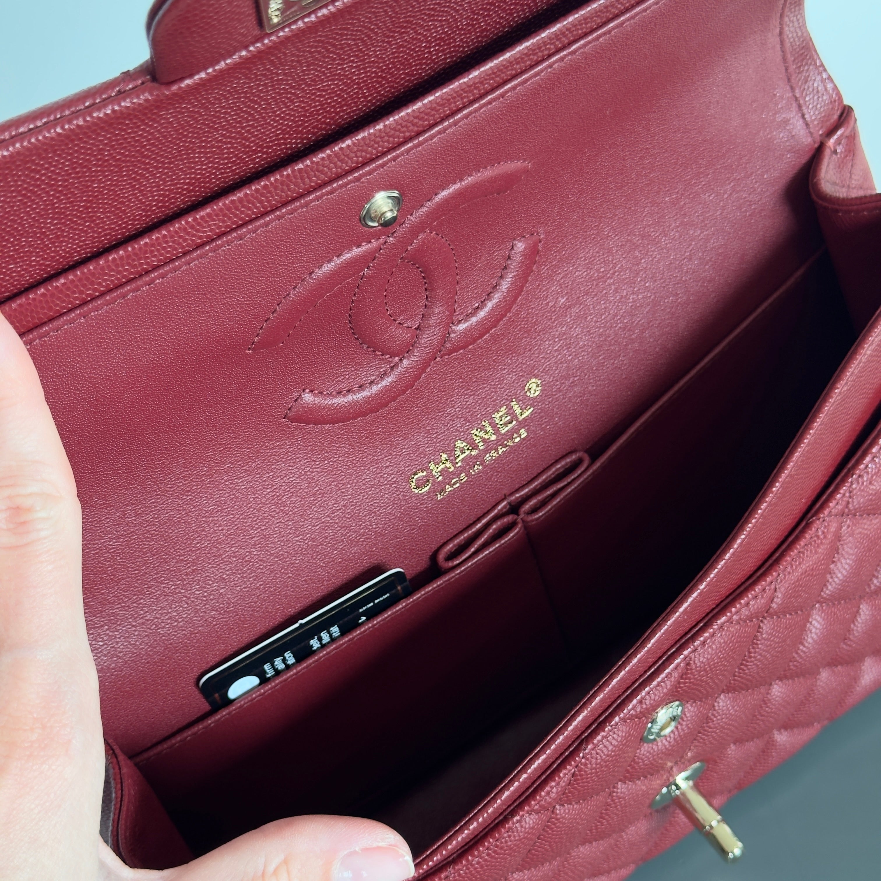 Chanel Medium Classic Double Flap Bag Burgundy Caviar With Gold Hardware - Queen May