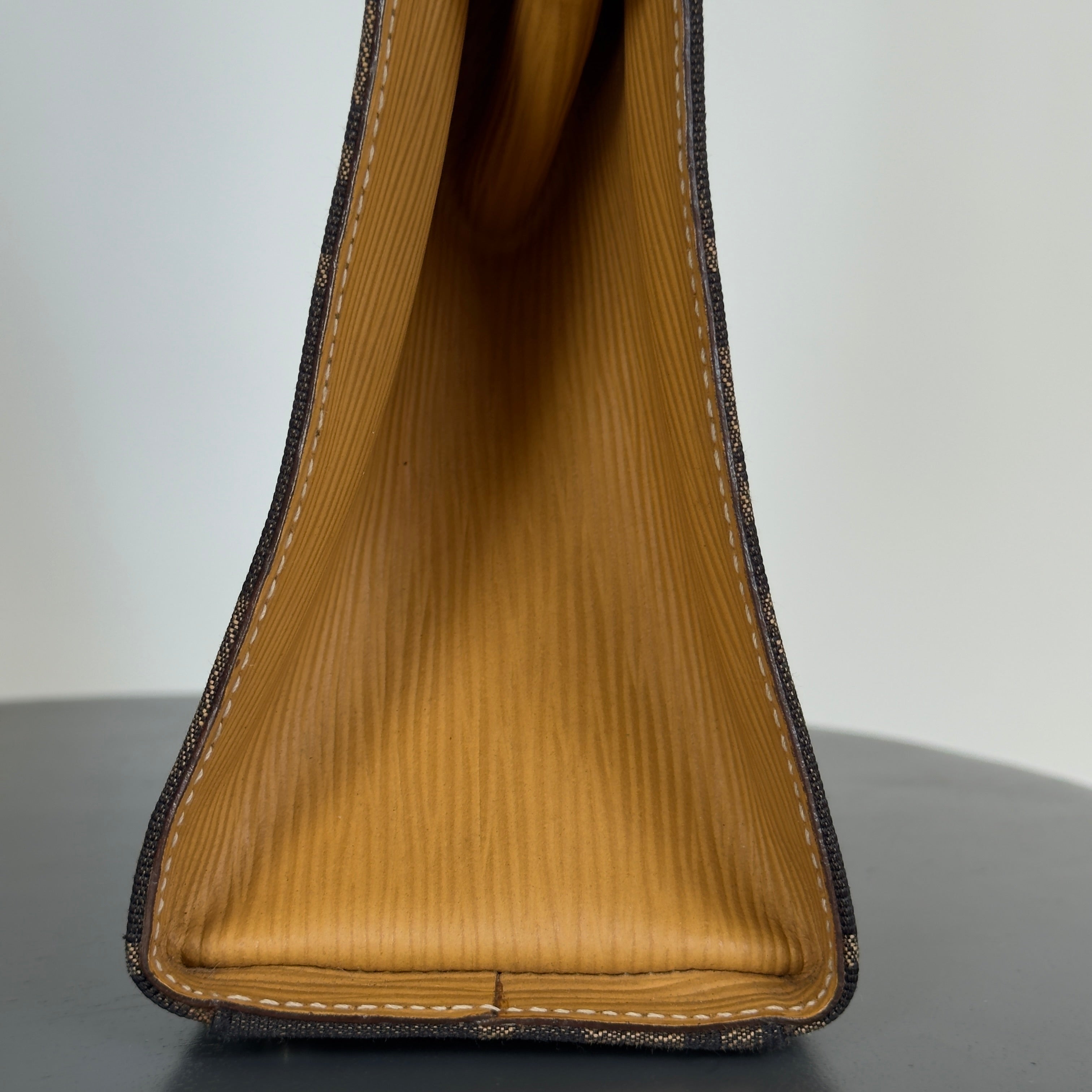 Fendi Brown Zucca Canvas Kiss Lock Bag