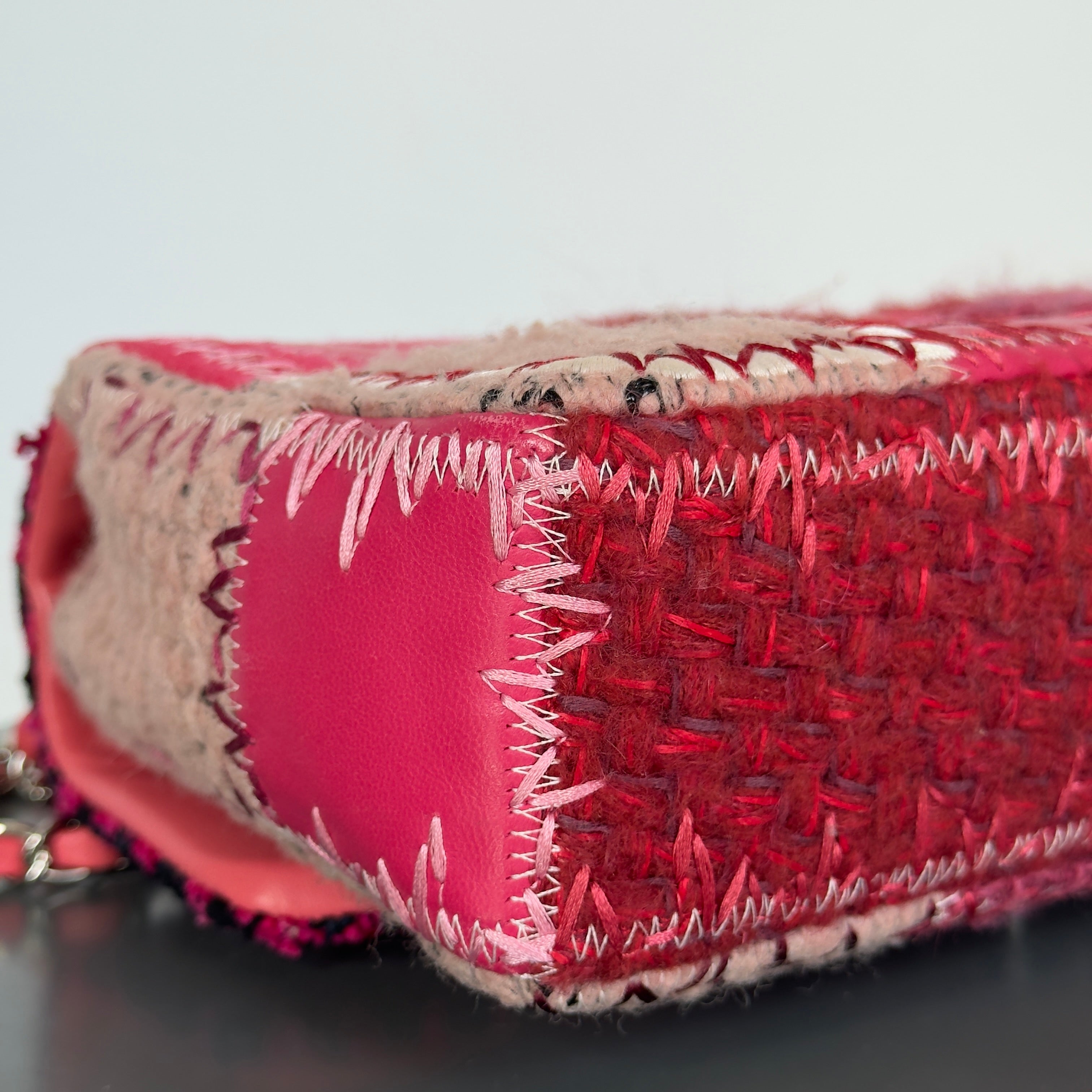 Ultra Rare Chanel Pink Tweed Patchwork Flap Bag - Queen May