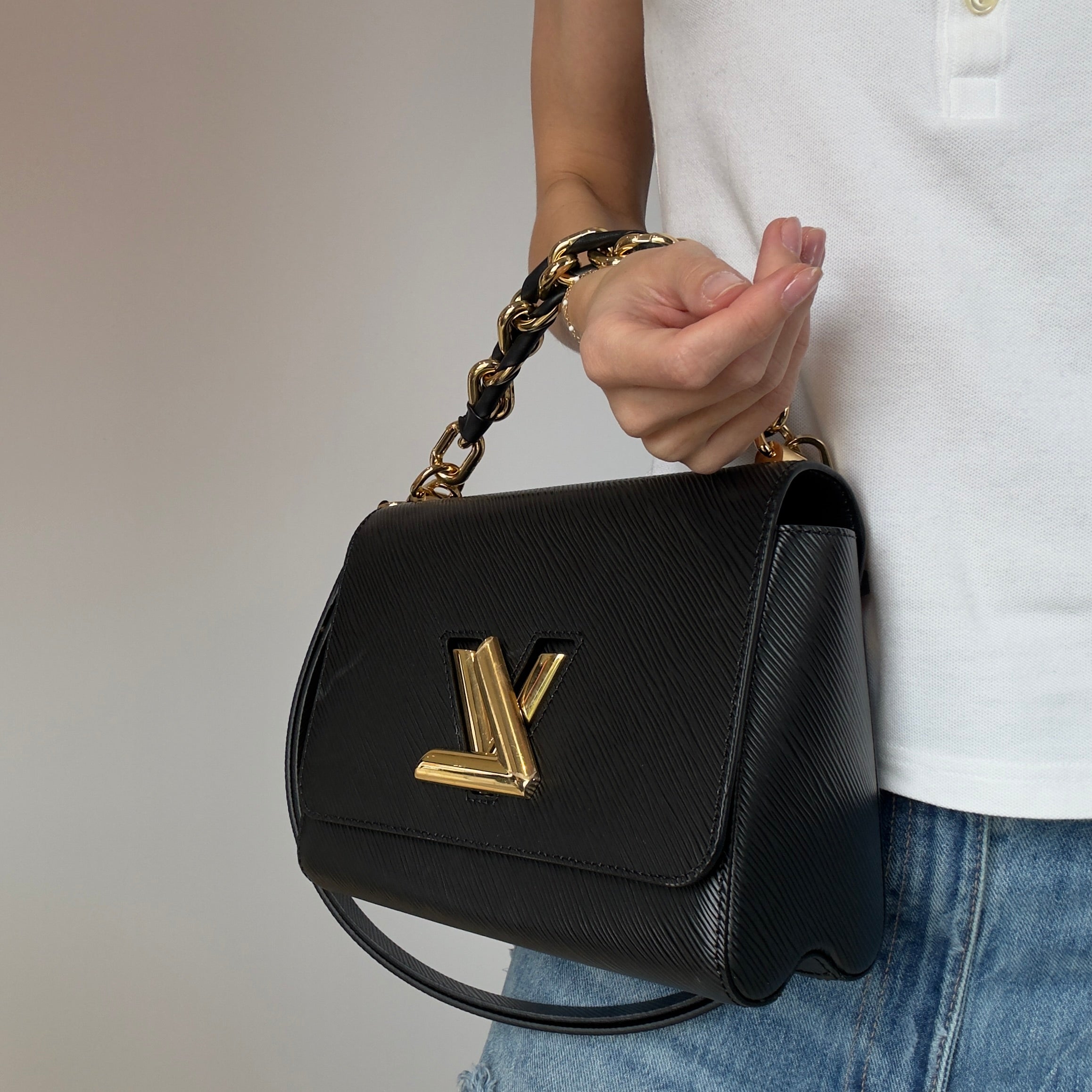 Louis Vuitton Twist MM Black Epi With Braided Handle - Queen May