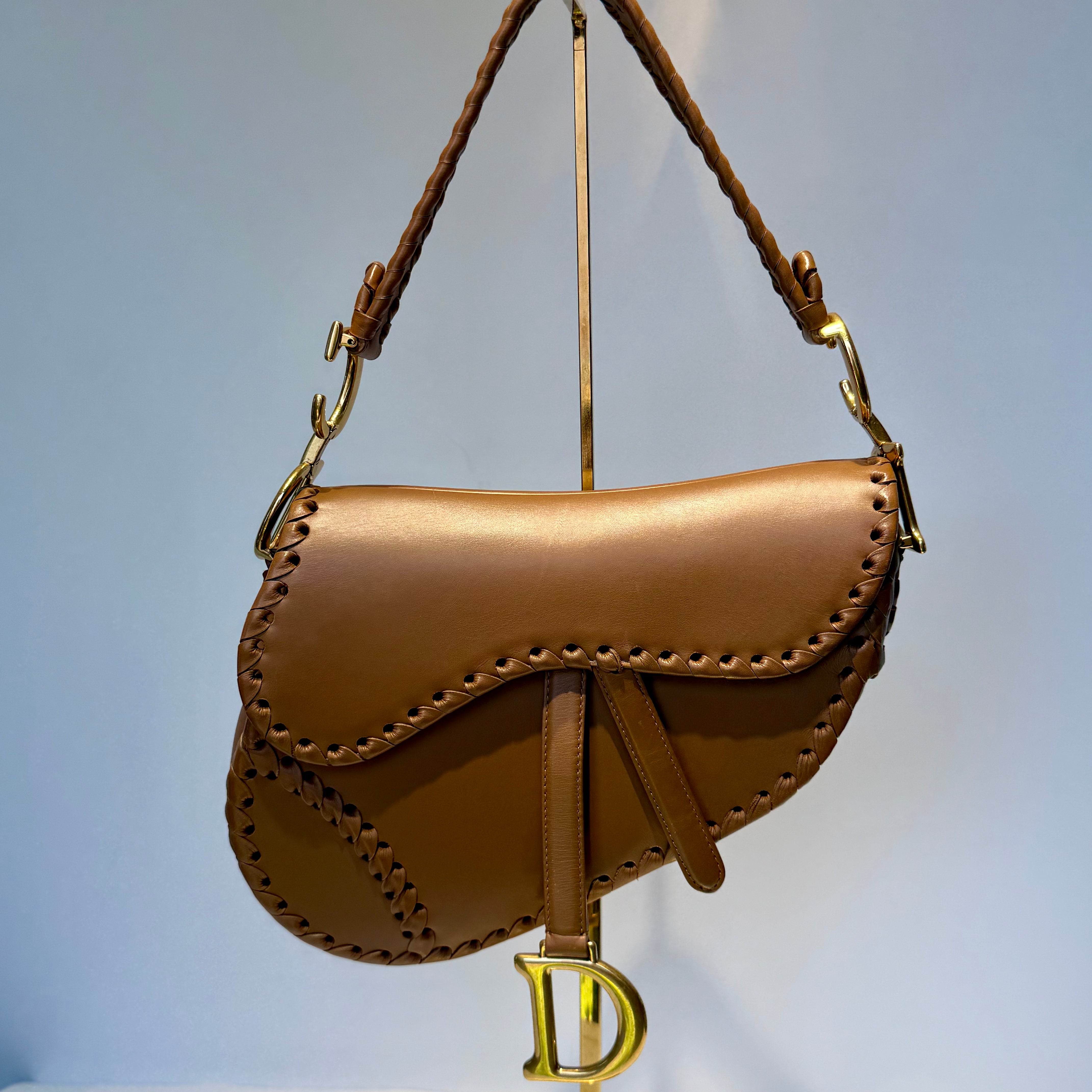 Christian Dior Whipstitch Saddle Bag With Embroidered Studded Canvas Kaleidoscope Strap - Queen May