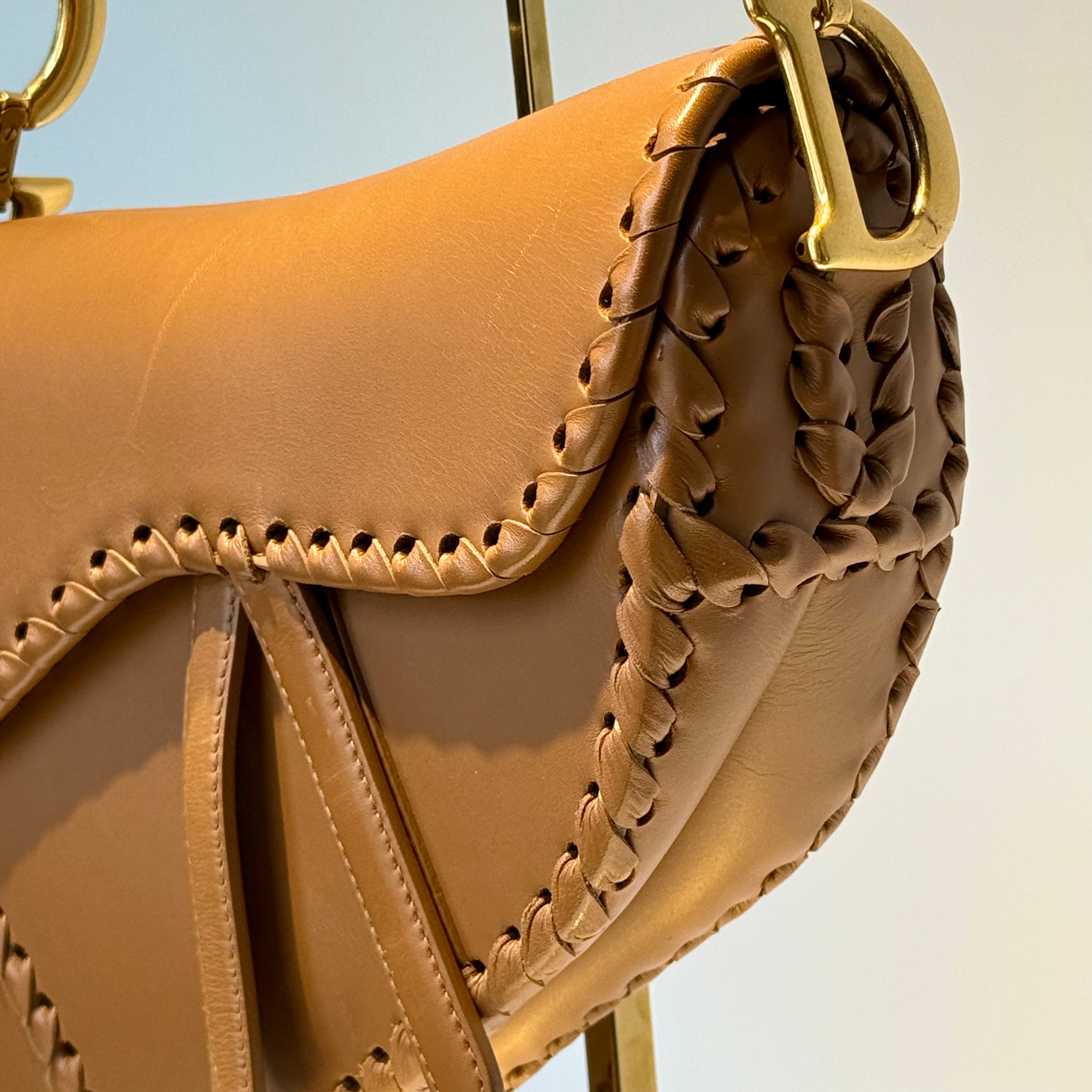 Christian Dior Whipstitch Saddle Bag With Embroidered Studded Canvas Kaleidoscope Strap - Queen May