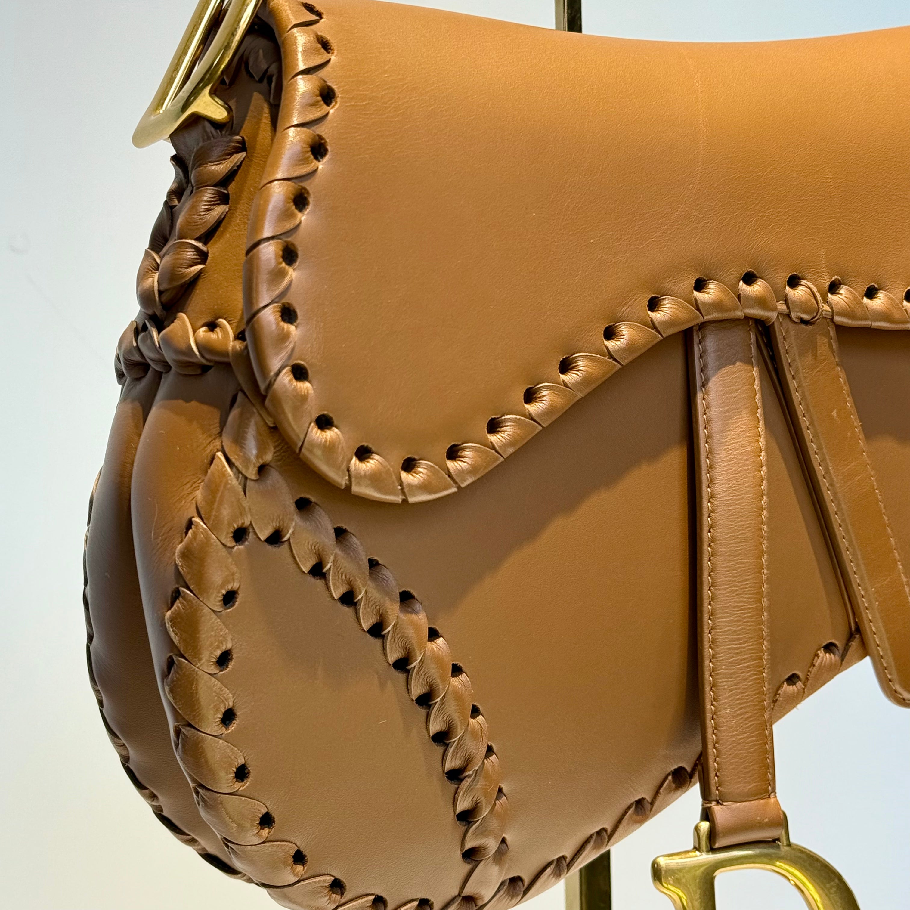 Christian Dior Whipstitch Saddle Bag With Embroidered Studded Canvas Kaleidoscope Strap - Queen May