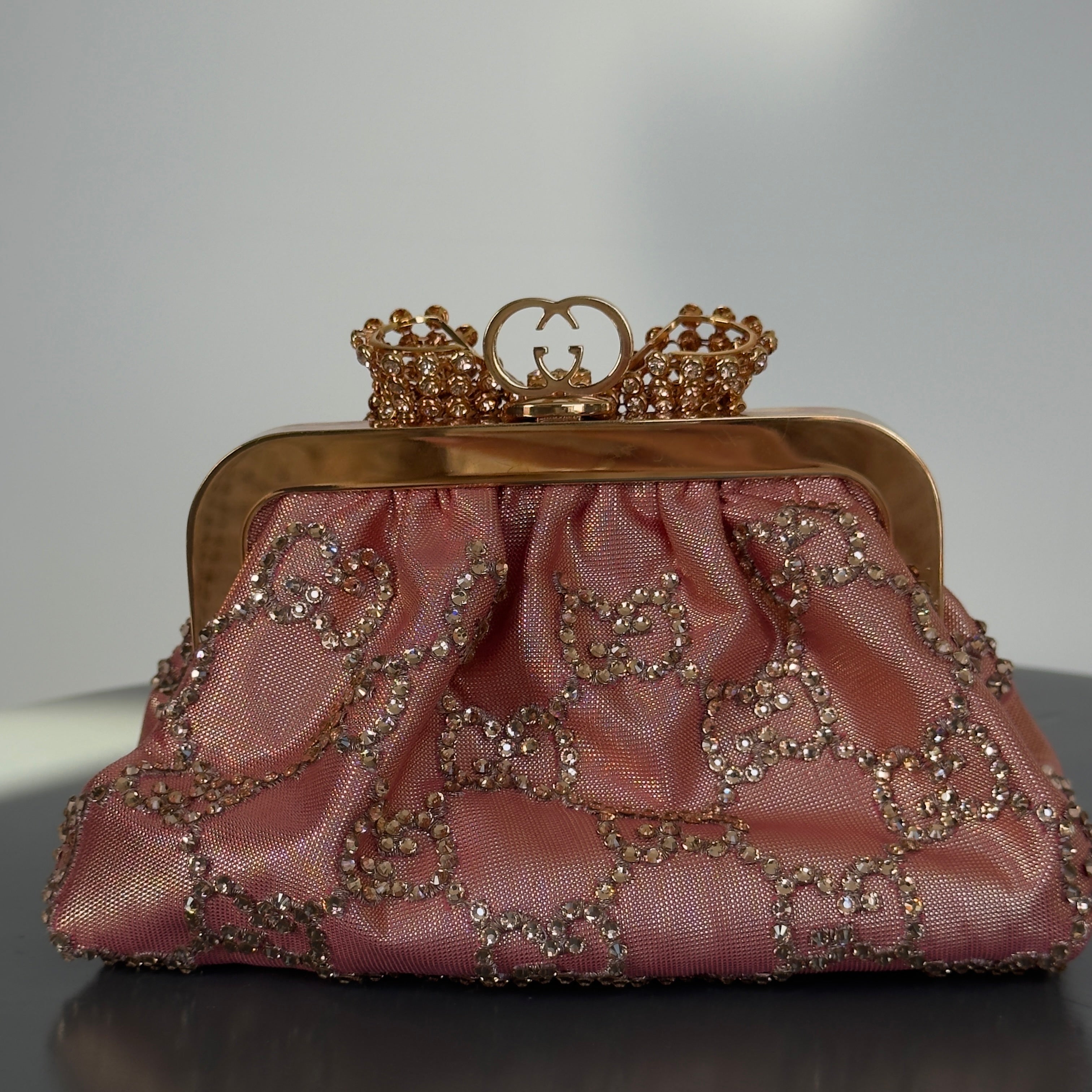 Gucci Bow Small Embellished Satin Clutch