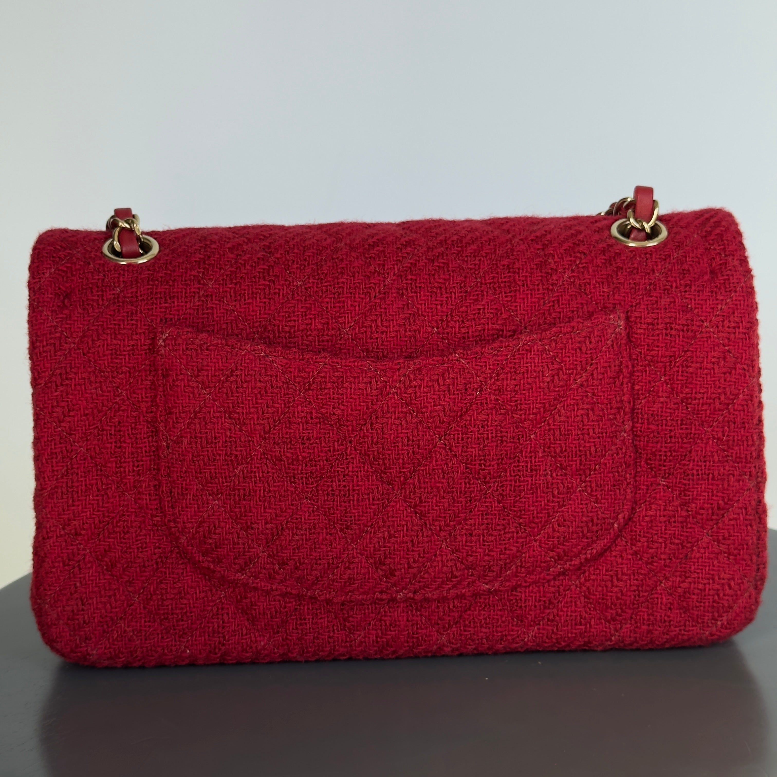 Chanel Red Wool & Tweed Medium Double Flap Bag - Queen May