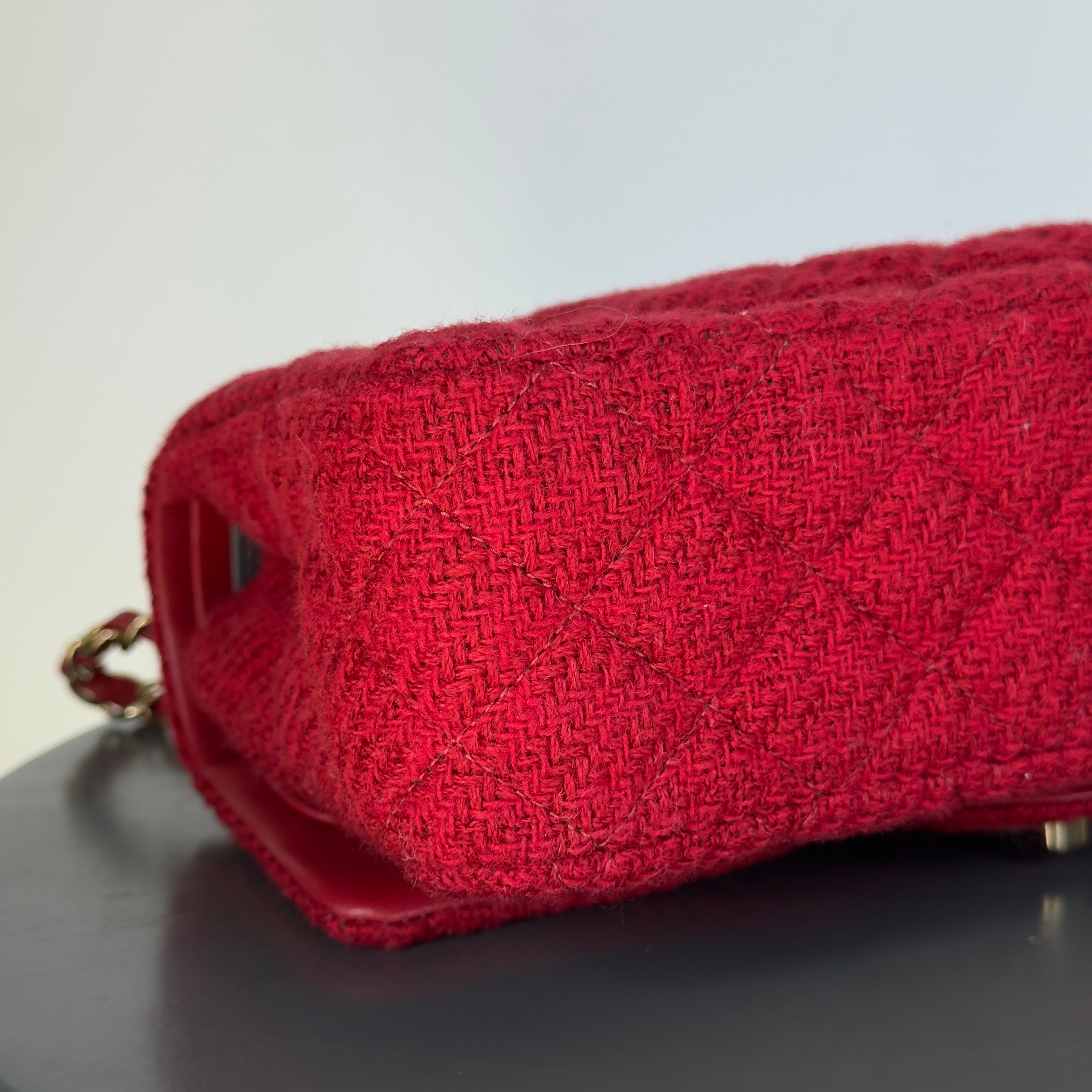 Chanel Red Wool & Tweed Medium Double Flap Bag - Queen May