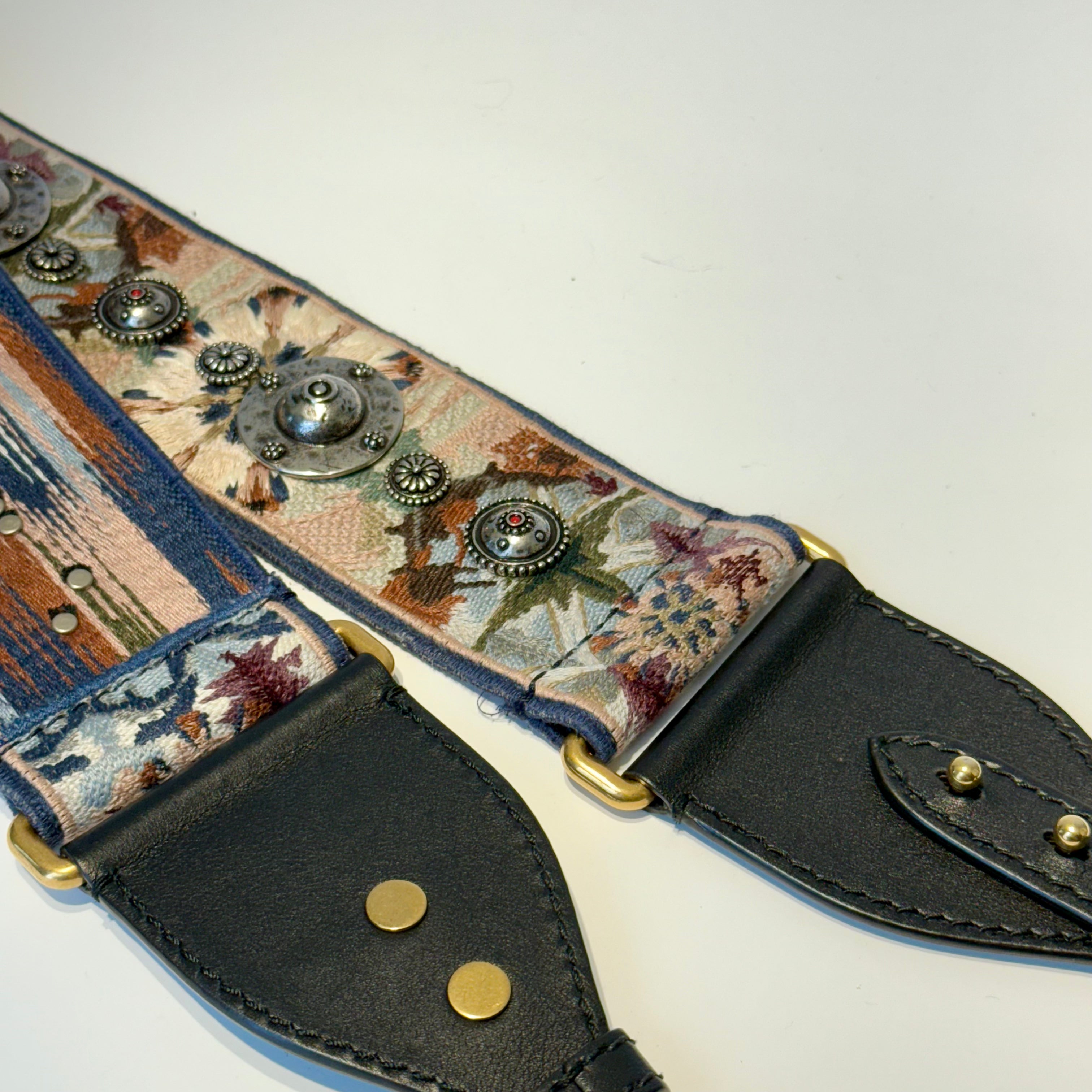 Christian Dior Whipstitch Saddle Bag With Embroidered Studded Canvas Kaleidoscope Strap - Queen May