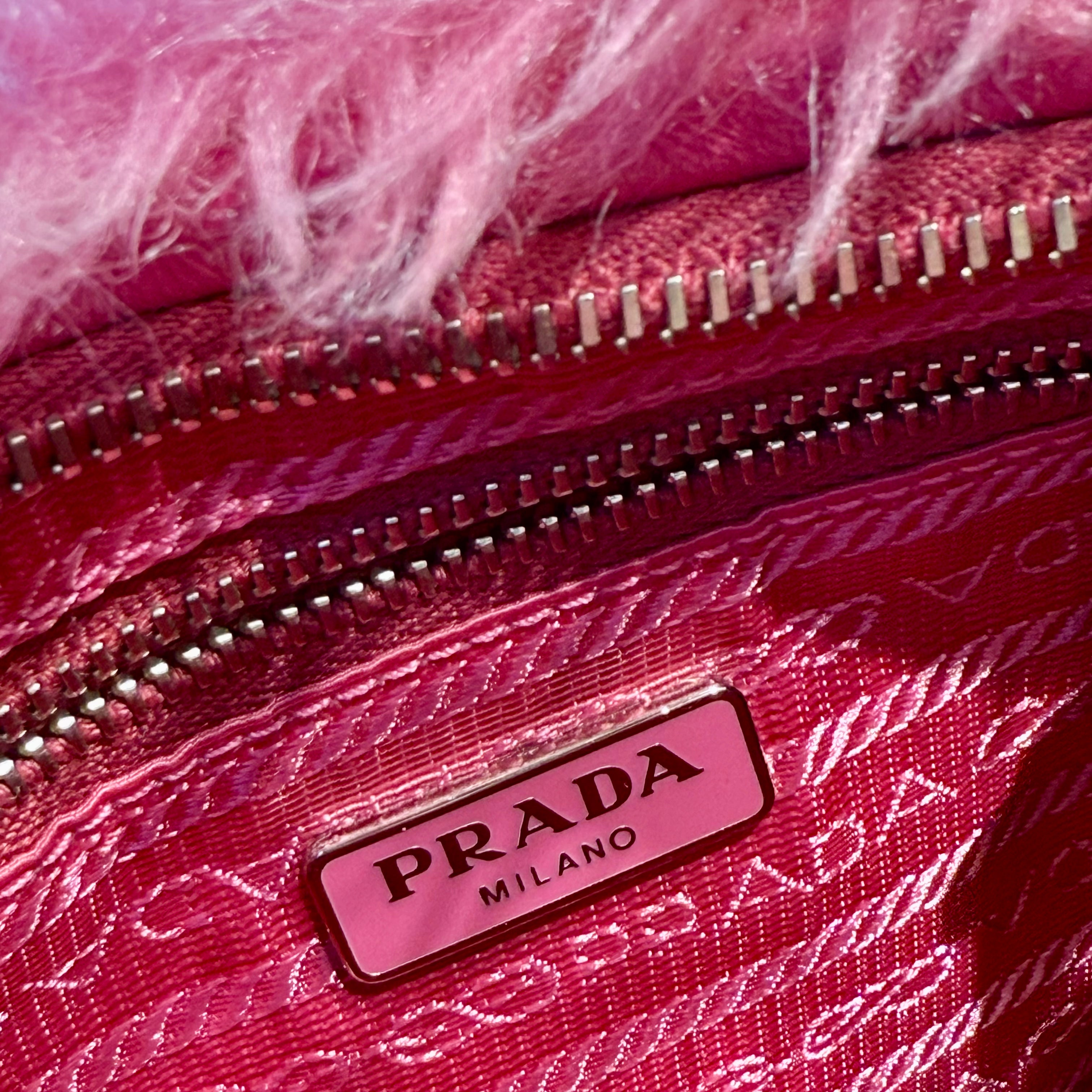 Prada Faux Fur Clutch Pink - Queen May