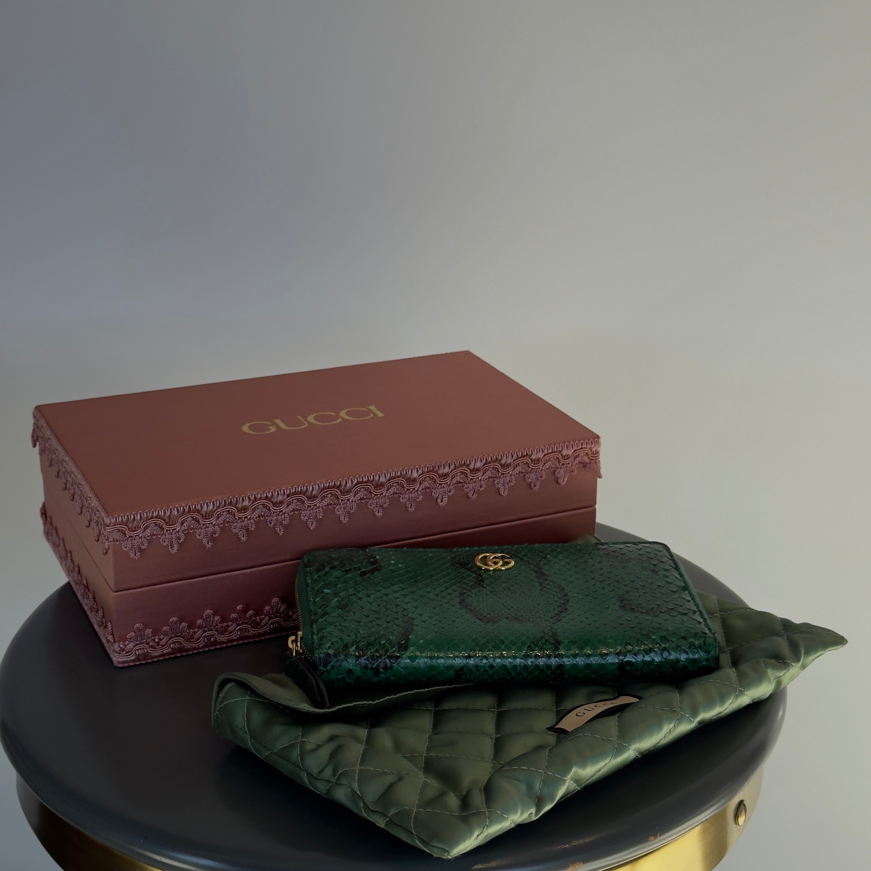 Gucci GG Marmont Green Python Wallet - Queen May