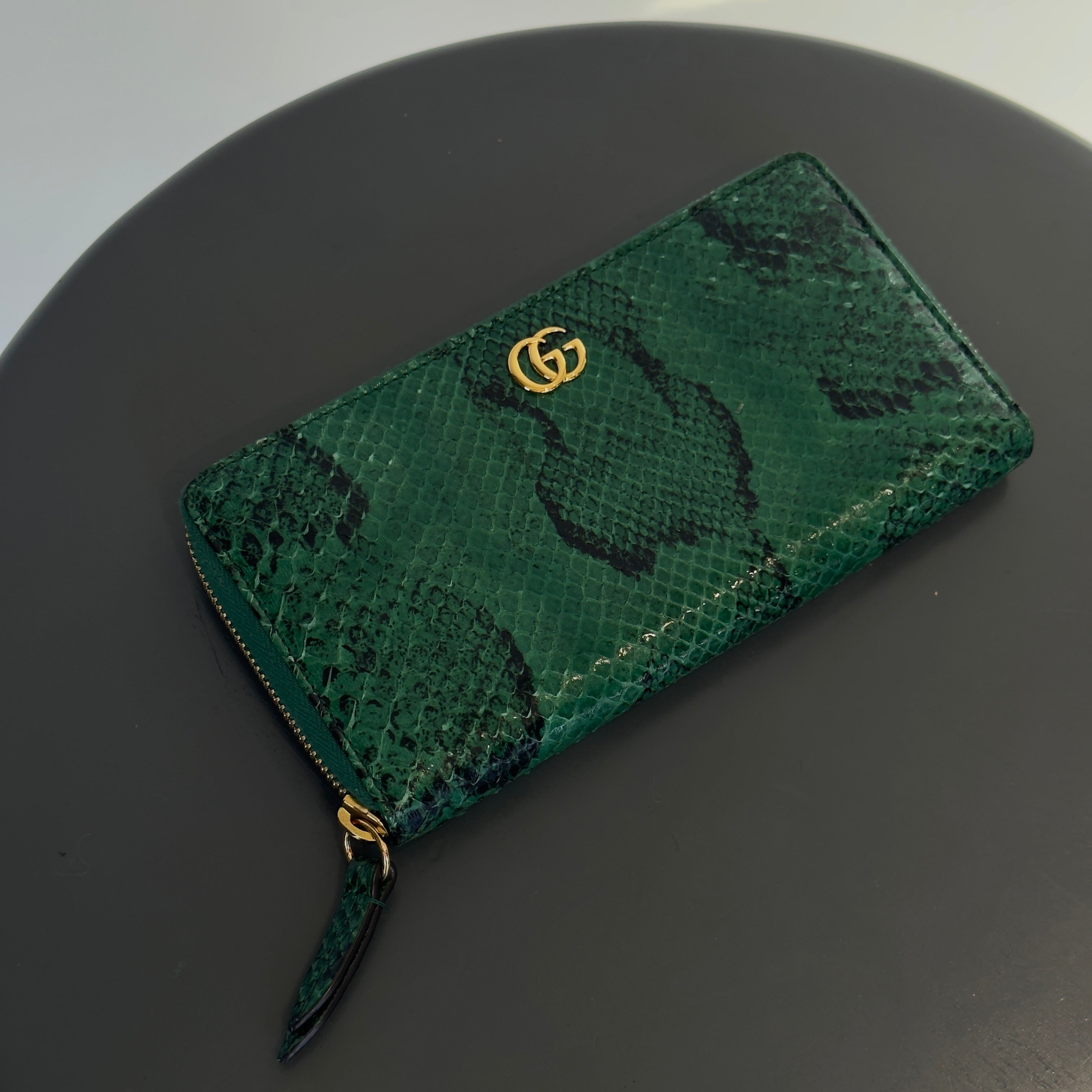 Gucci GG Marmont Green Python Wallet - Queen May