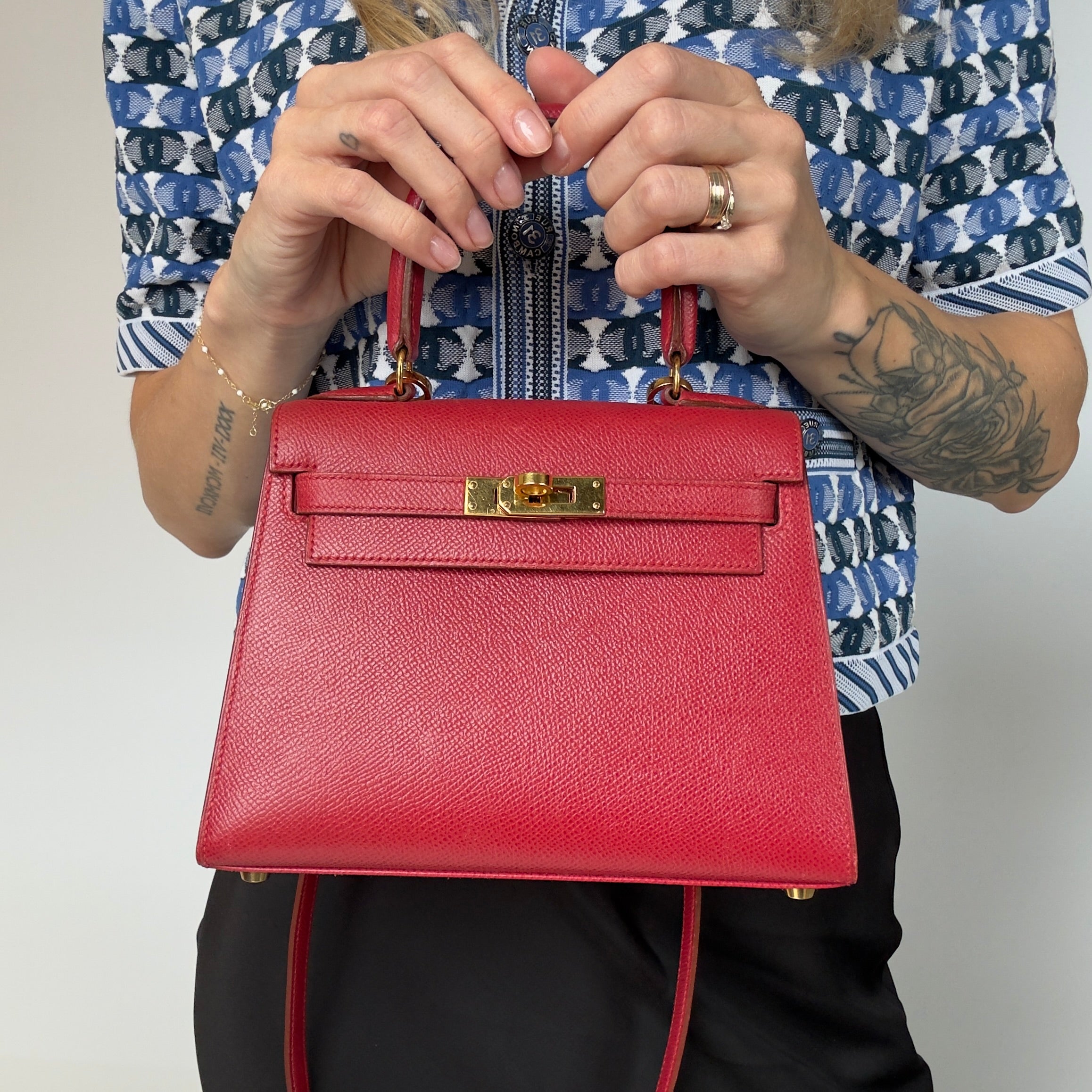 Ultra Rare Hermes Mini Kelly Courcheval Rouge Vif 20 - Queen May