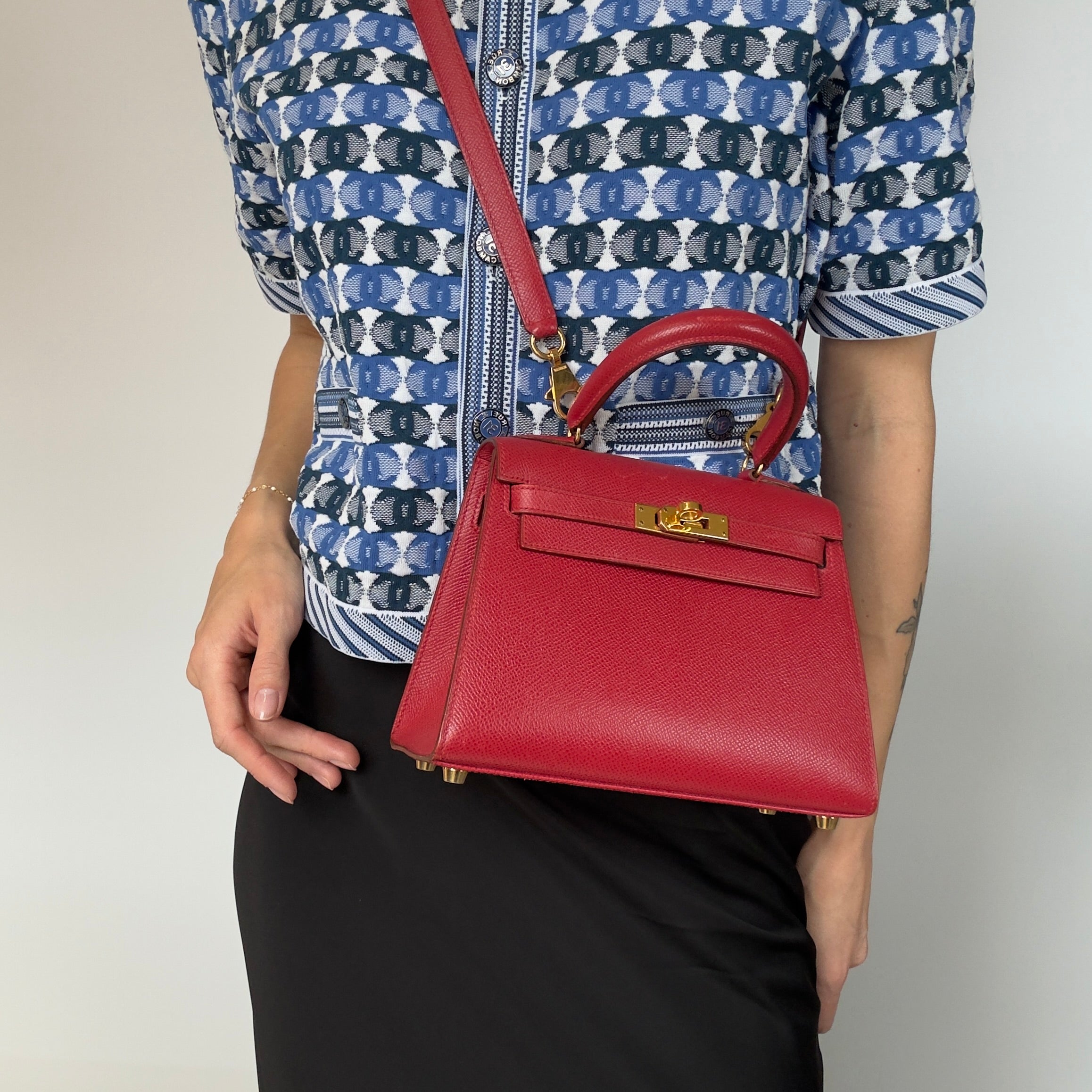 Ultra Rare Hermes Mini Kelly Courcheval Rouge Vif 20 - Queen May