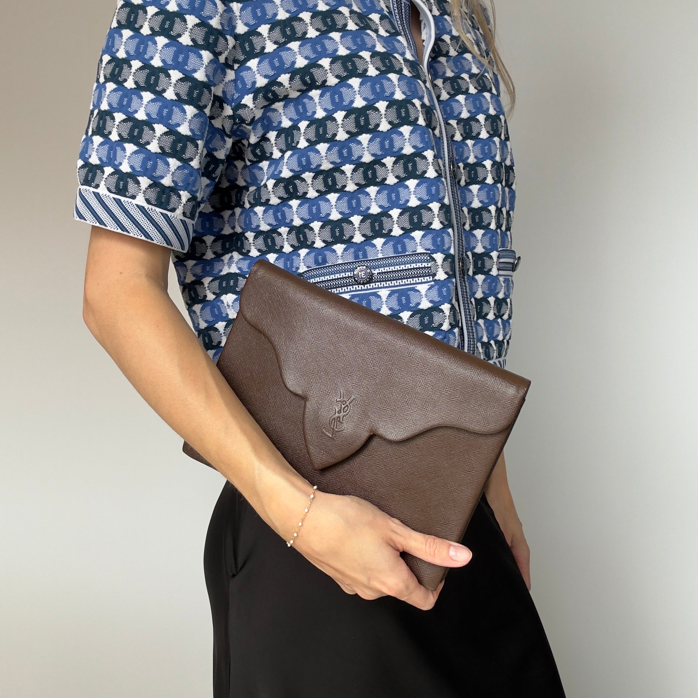 Vintage Yves Saint Laurent Clutch Dark Brown - Queen May