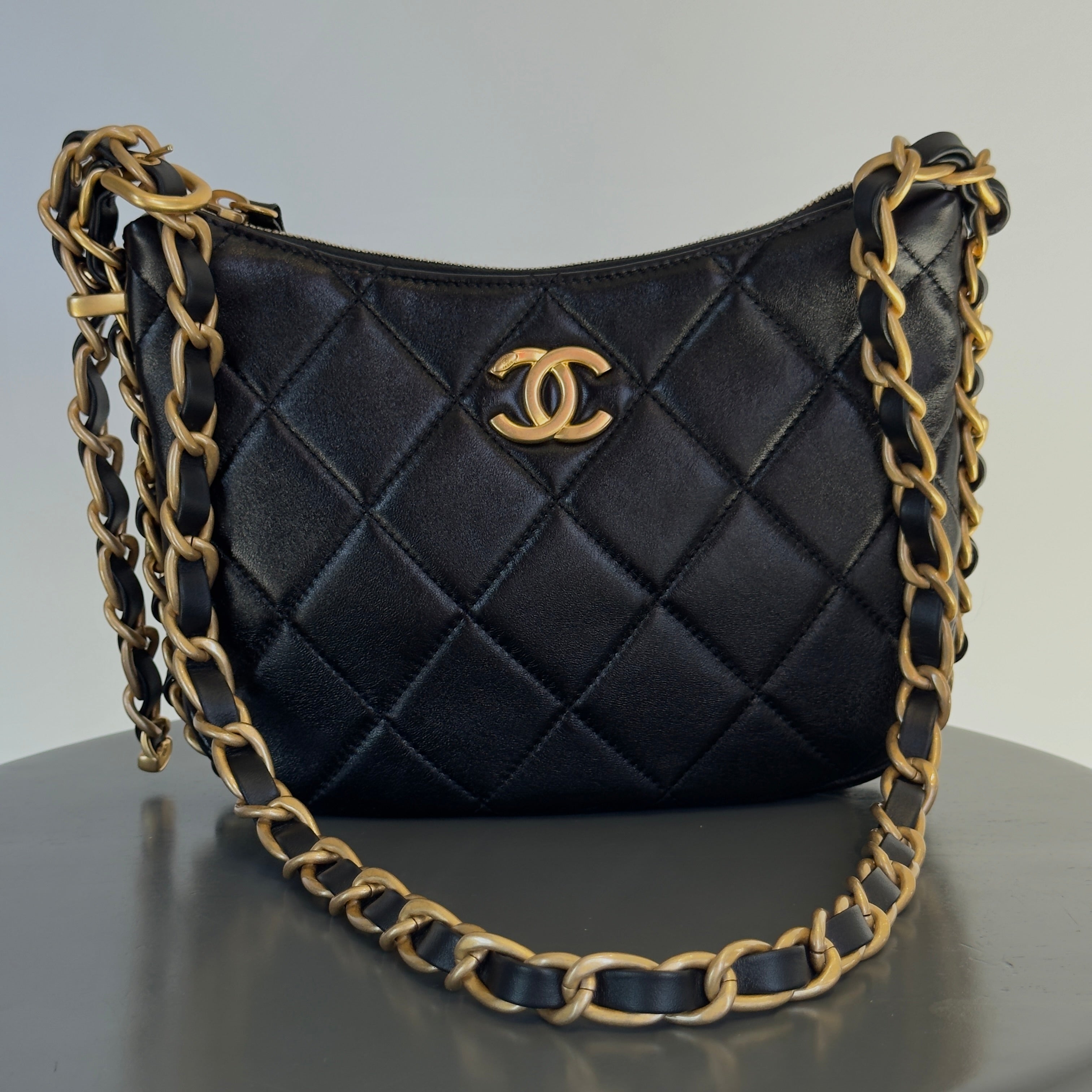 Chanel Quilted Lambskin Hobo With Adjustable Chain - Queen May