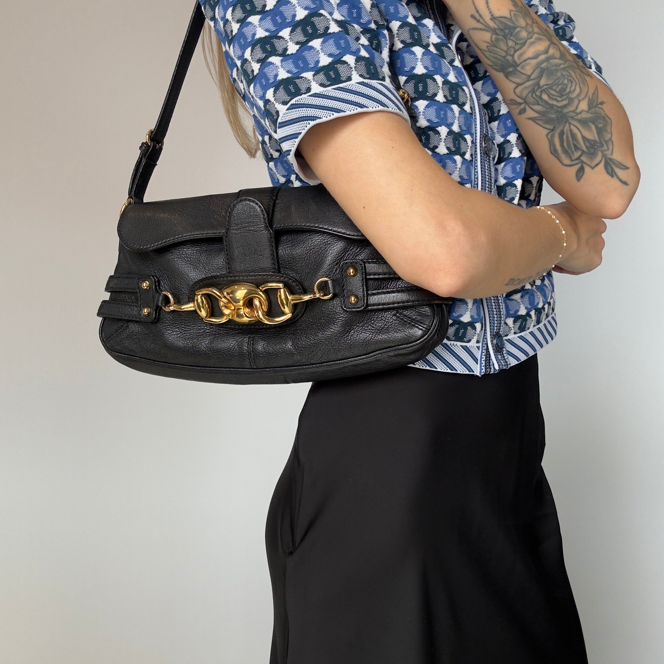 Gucci Leather Horsebit Chain Flap Shoulder Bag Tom Ford Era - Queen May