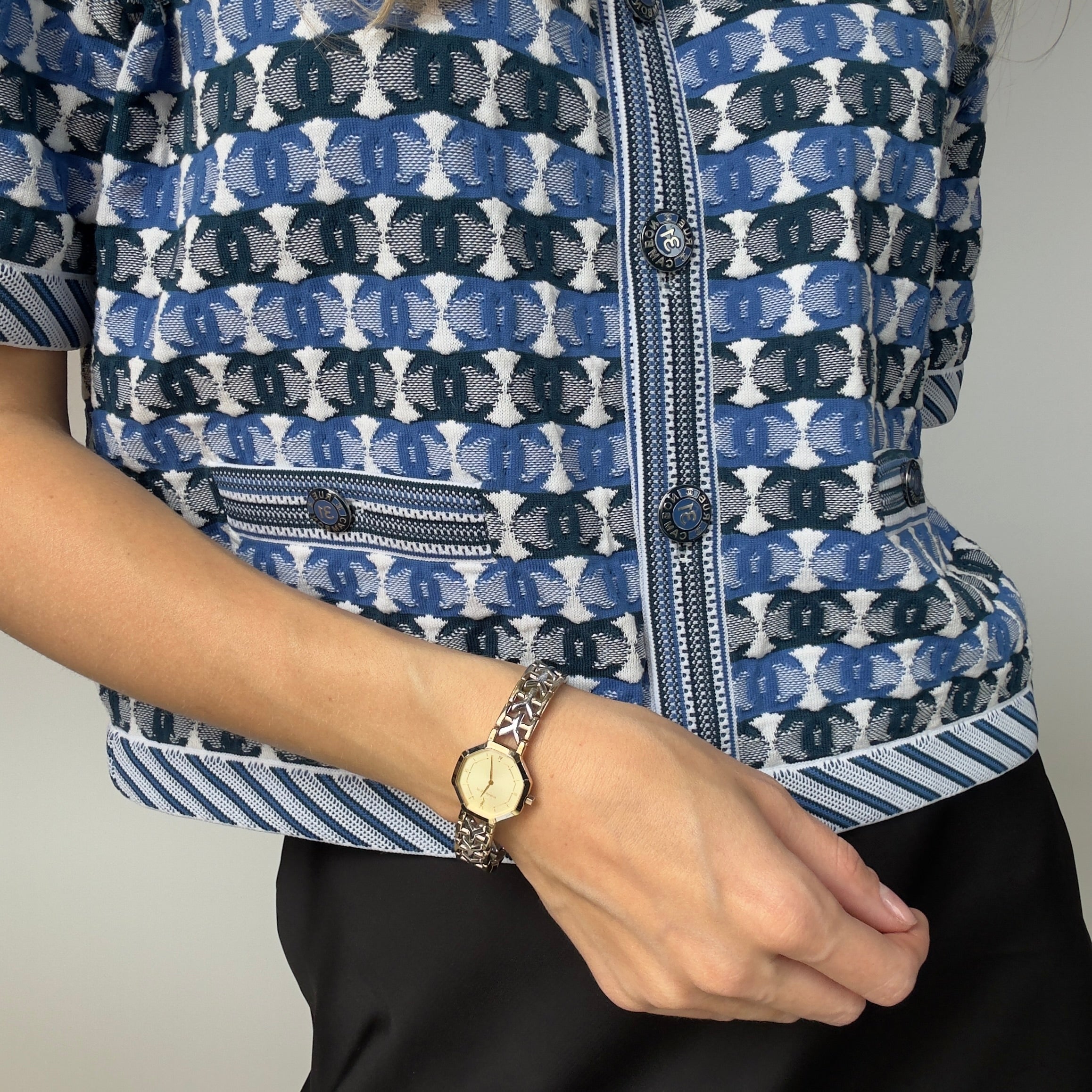 Saint Laurent Two Tone Stainless Steel Octagon Watch - Queen May