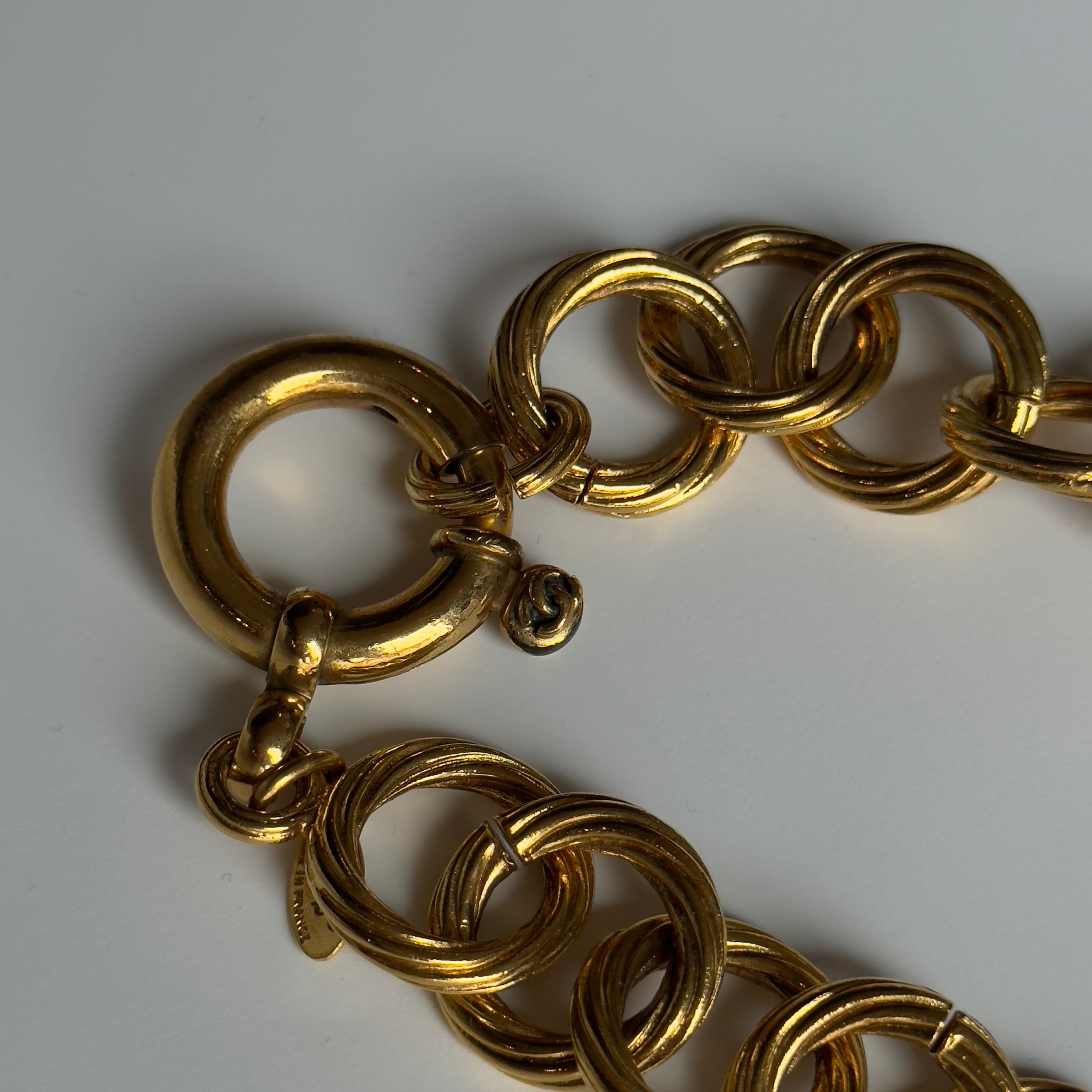 Vintage Chanel CC Textured Gold Chain Link Necklace - Queen May