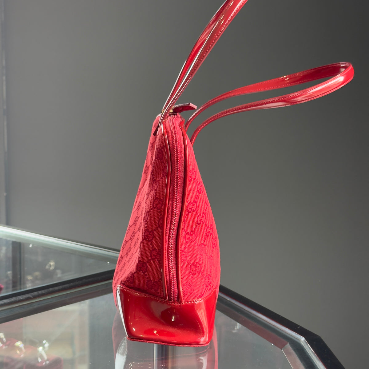 Gucci Patent Guccissima Tote Red - Queen May