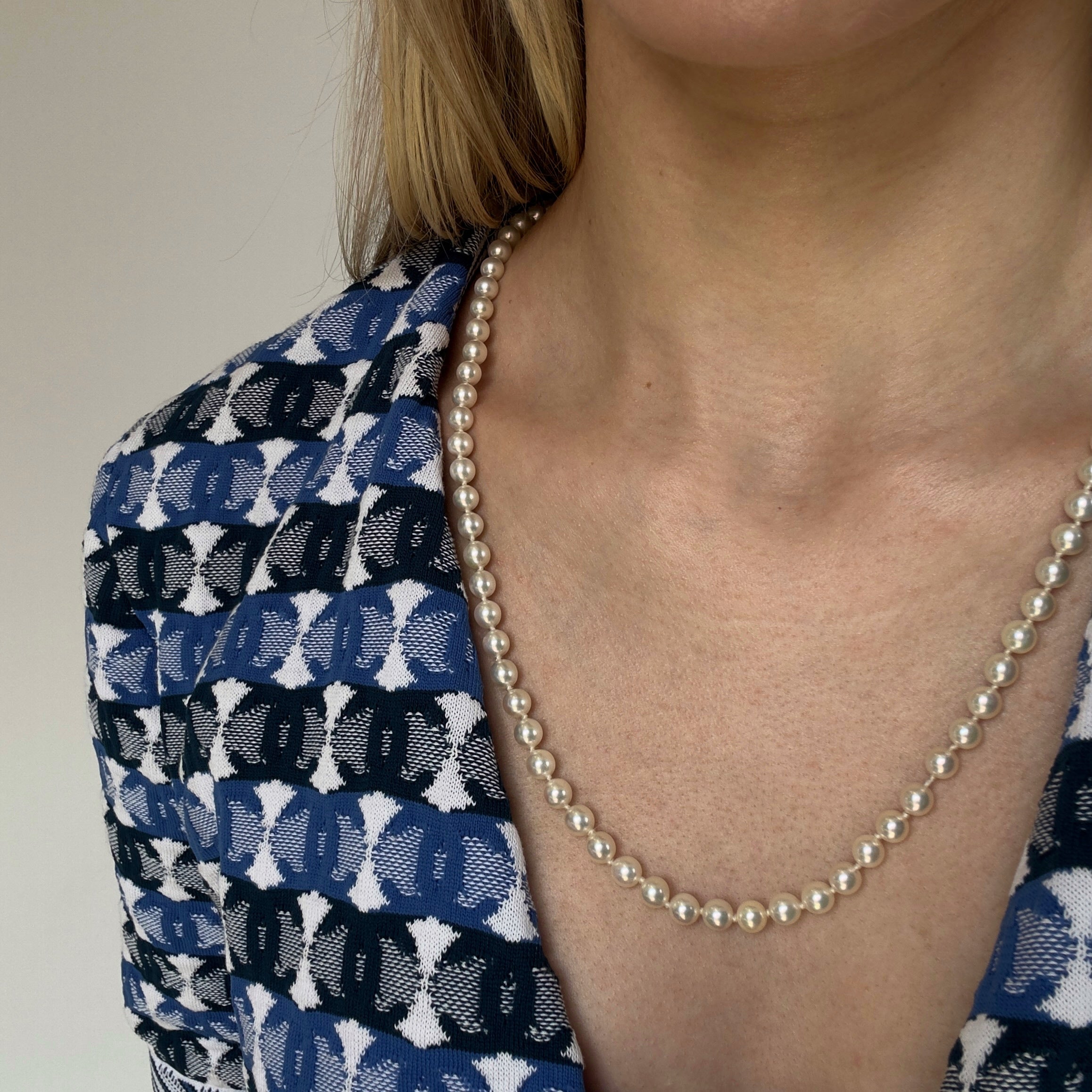 Vintage 14K Yellow Gold 6mm Cultured Pearl Necklace - Queen May