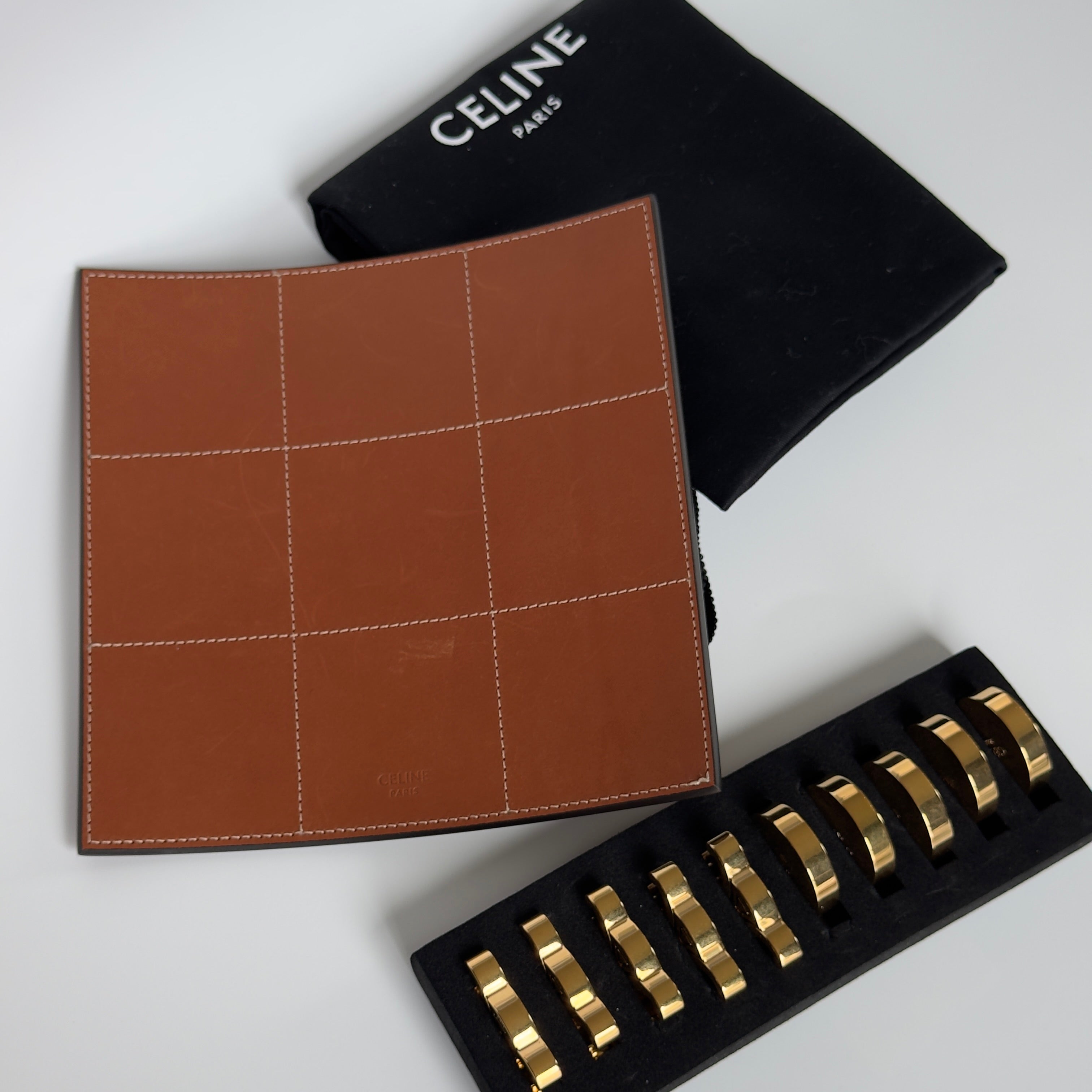 Celine Tic Tac Toe Board Game In Calfskin Leather & Brass - Queen May