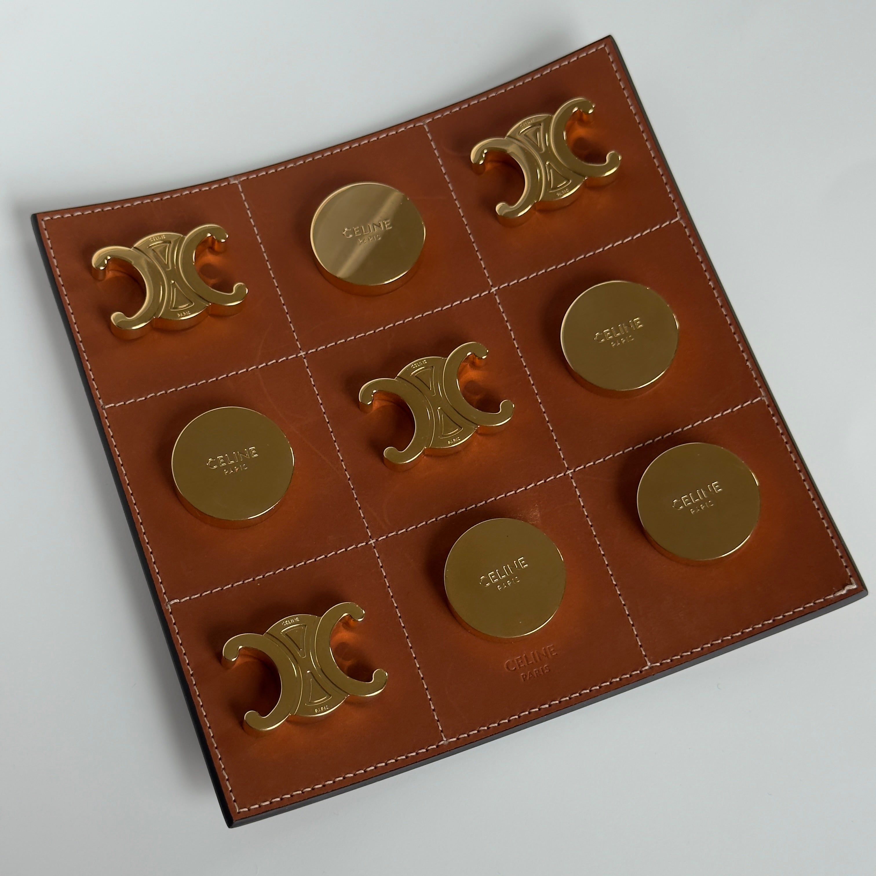 Celine Tic Tac Toe Board Game In Calfskin Leather & Brass - Queen May