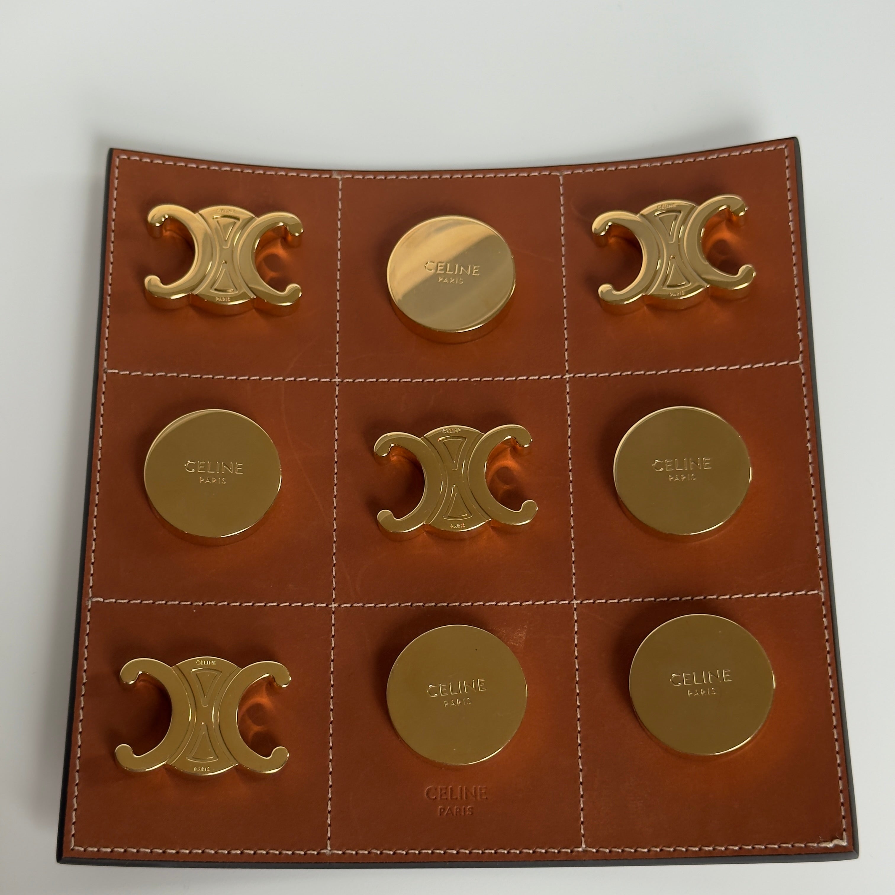 Celine Tic Tac Toe Board Game In Calfskin Leather & Brass - Queen May